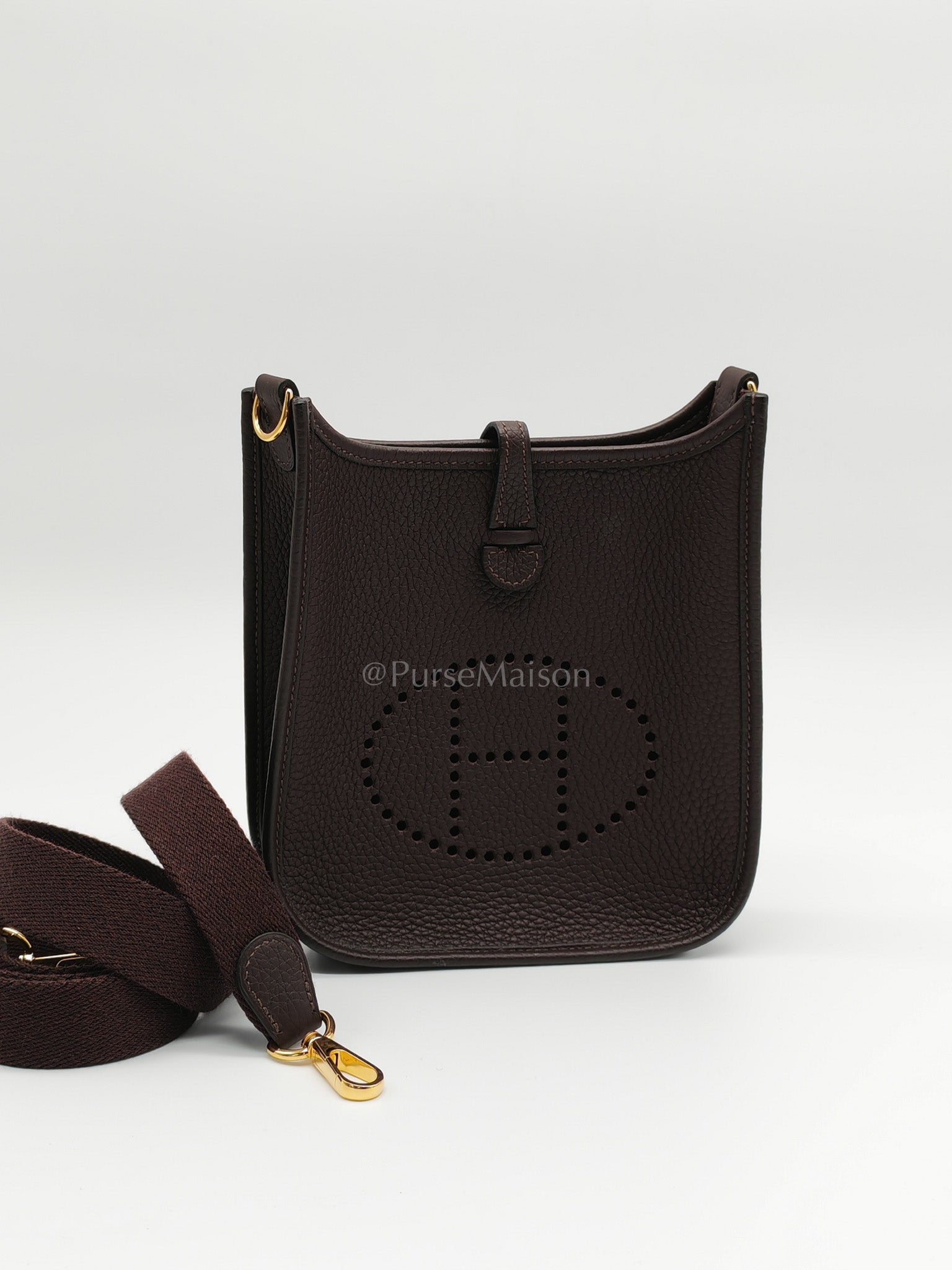 Evelyne TPM Ebene in Clemence Leather and Gold Hardware Stamp Z (2021) | Purse Maison Luxury Bags Shop