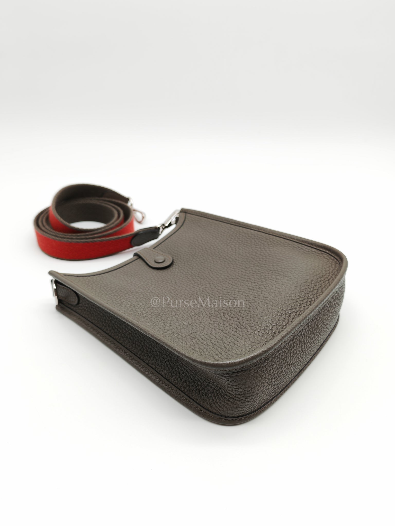 Evelyne TPM Etain in Clemence Leather and Palladium Hardware Bi-color Strap Stamp T (2015) | Purse Maison Luxury Bags Shop