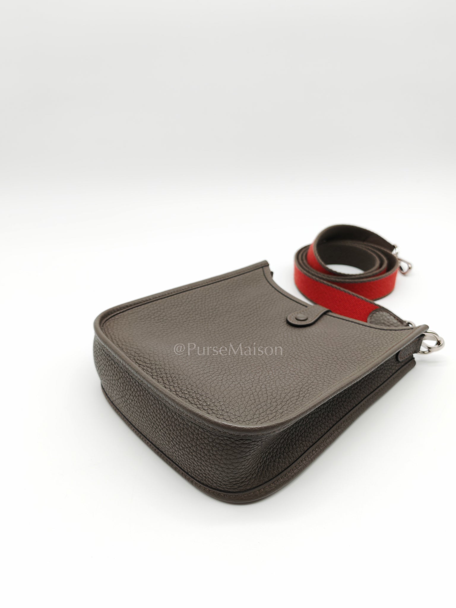 Evelyne TPM Etain in Clemence Leather and Palladium Hardware Bi-color Strap Stamp T (2015) | Purse Maison Luxury Bags Shop