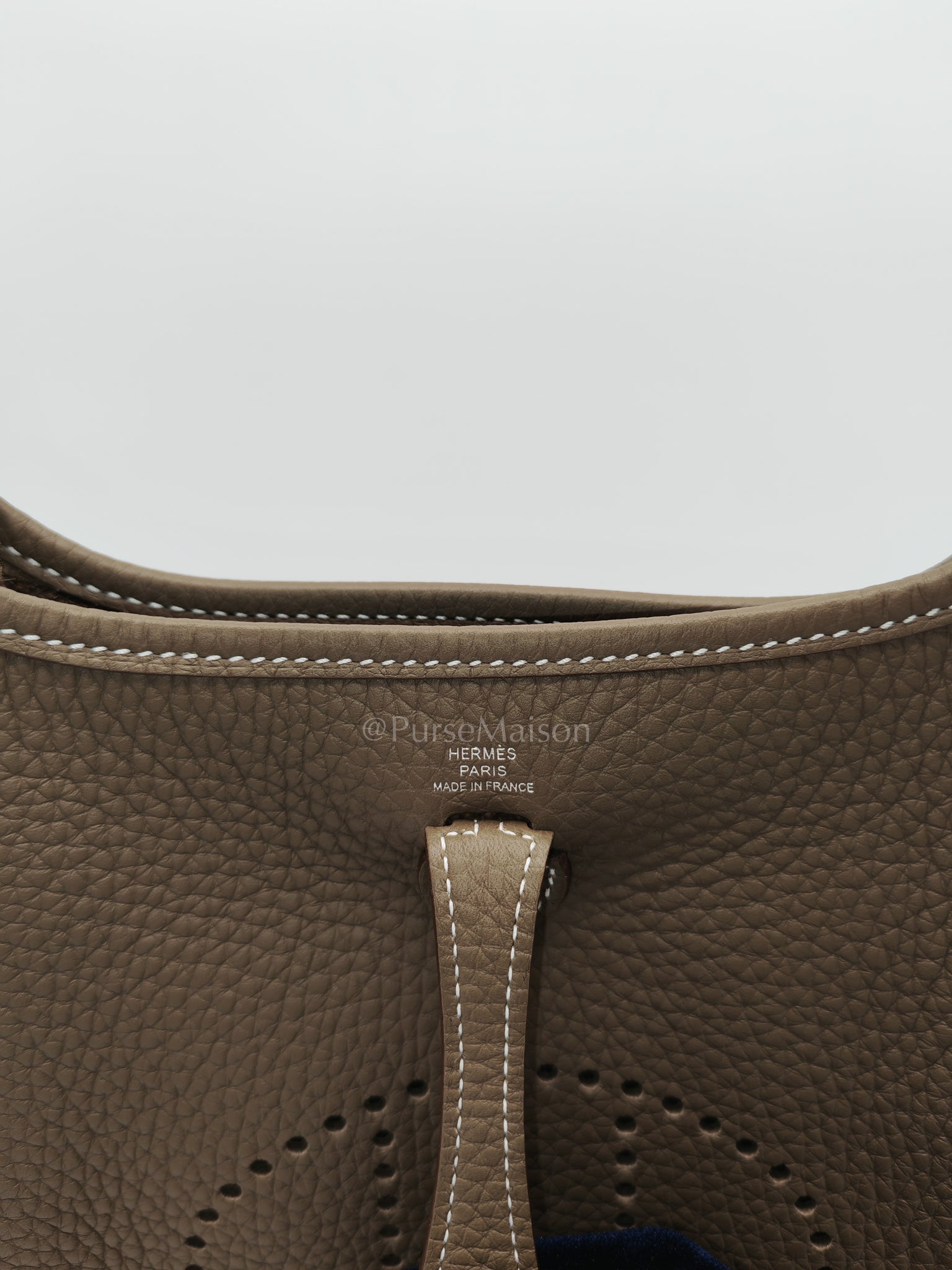 Evelyne TPM Etoupe in Clemence Leather and Palladium Hardware Stamp K (2025) | Purse Maison Luxury Bags Shop