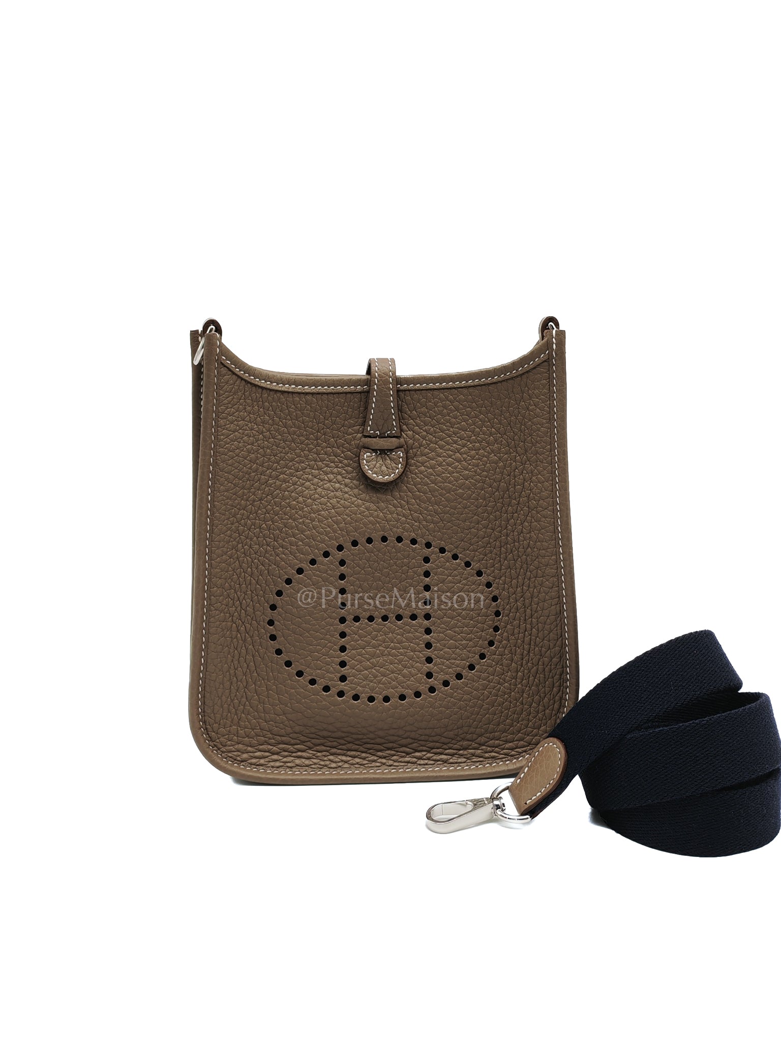 Evelyne TPM Etoupe in Clemence Leather and Palladium Hardware Stamp K (2025) | Purse Maison Luxury Bags Shop