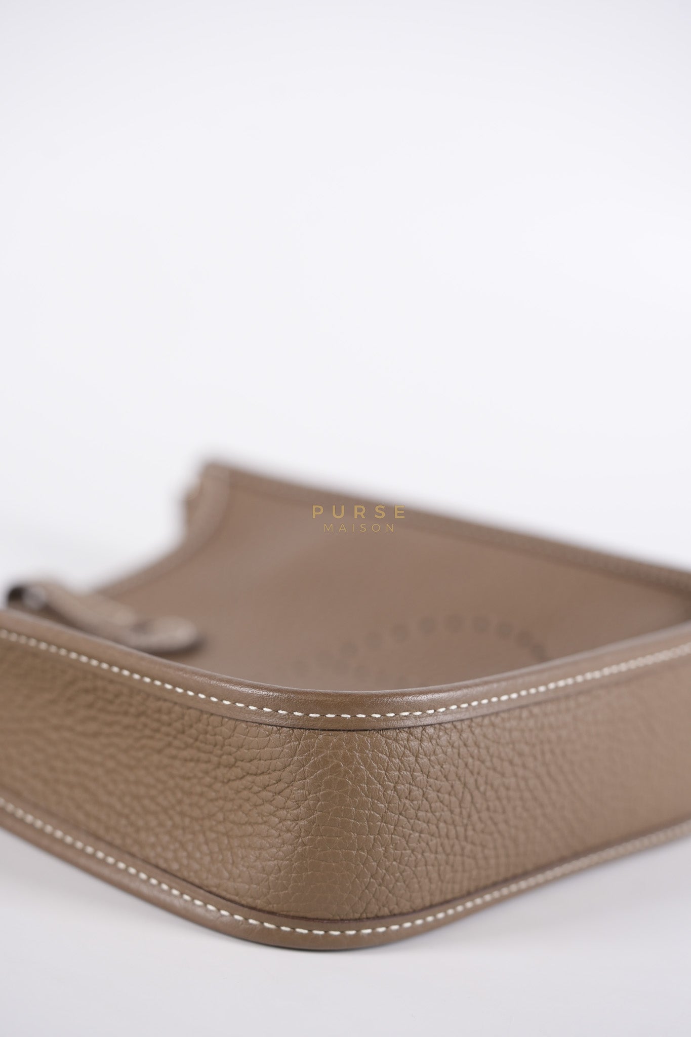 Evelyne TPM Etoupe in Clemence Leather and Palladium Hardware Stamp Y (2020) | Purse Maison Luxury Bags Shop