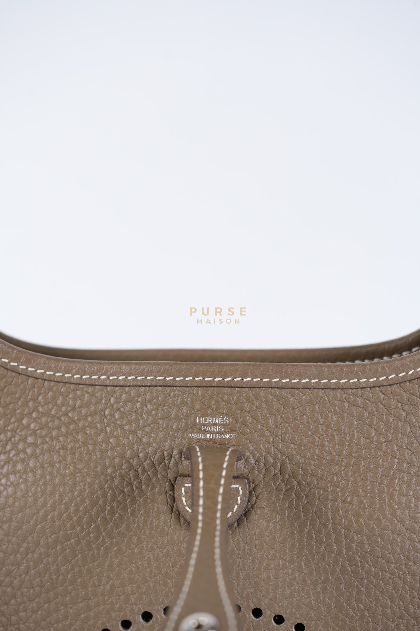 Evelyne TPM Etoupe in Clemence Leather and Palladium Hardware Stamp Y (2020) | Purse Maison Luxury Bags Shop