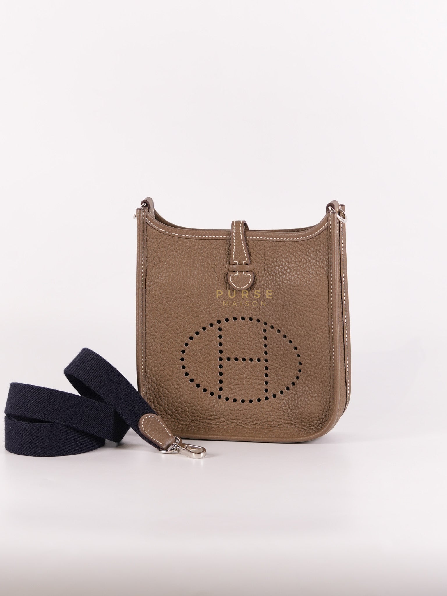 Evelyne TPM Etoupe in Clemence Leather and Palladium Hardware Stamp Y (2020) | Purse Maison Luxury Bags Shop