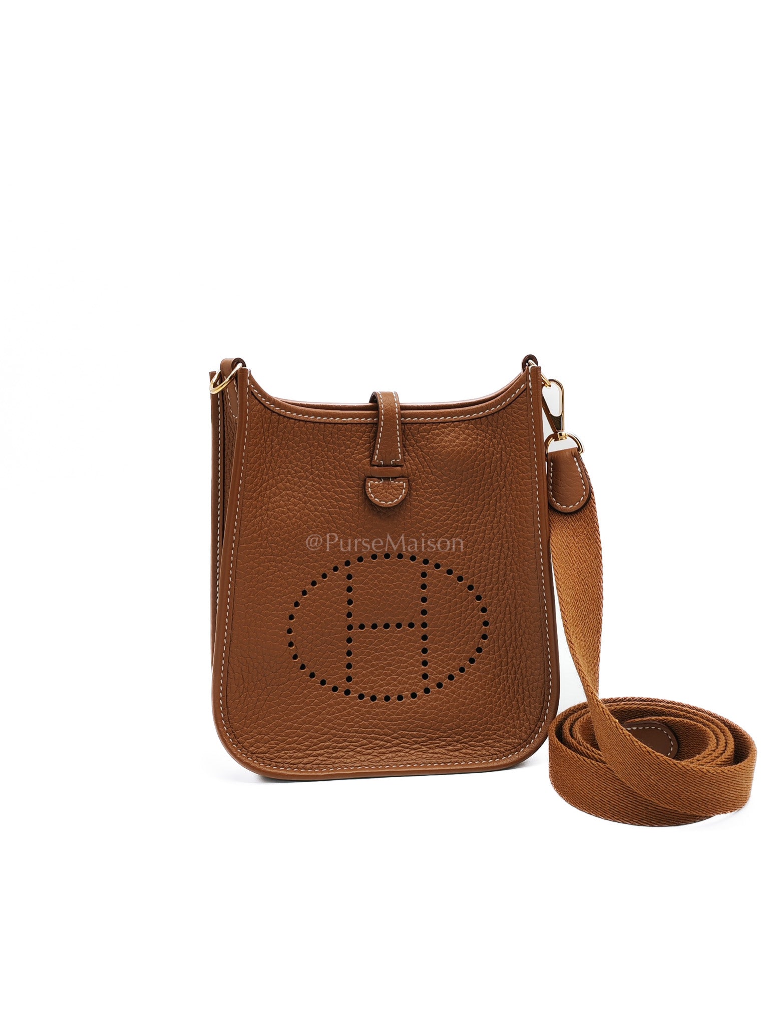 Evelyne TPM Gold Clemence Leather and Gold Hardware Stamp W(2024) | Purse Maison Luxury Bags Shop