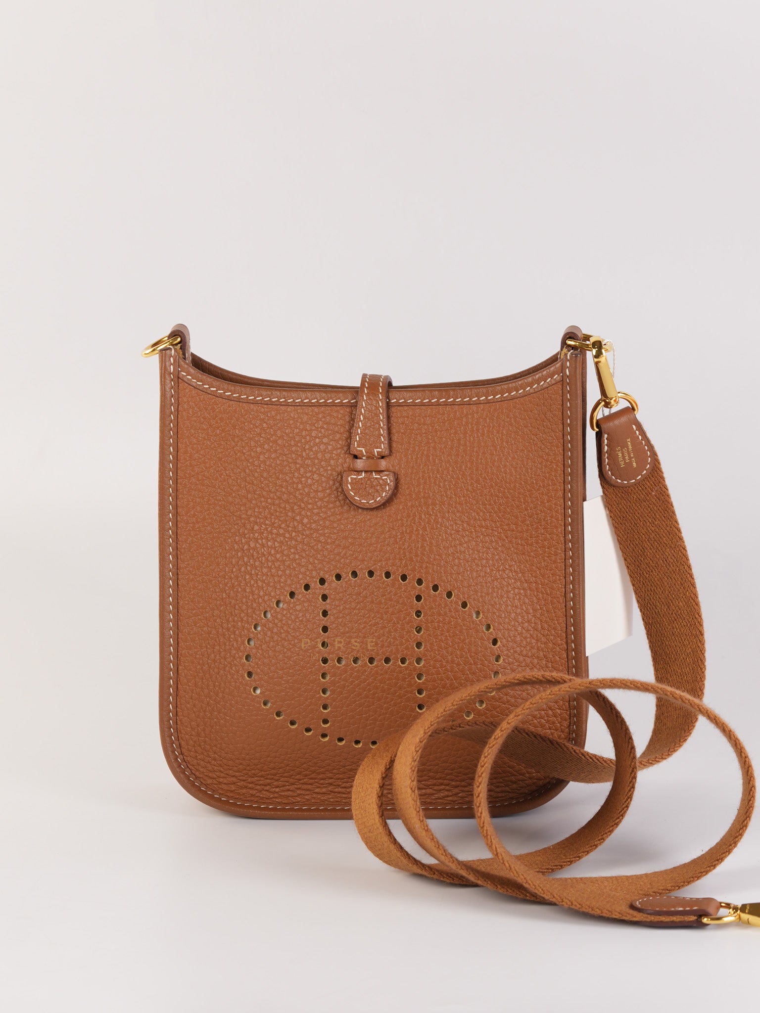 Evelyne TPM Gold in Clemence Leather and Gold Hardware Stamp B (2023) | Purse Maison Luxury Bags Shop
