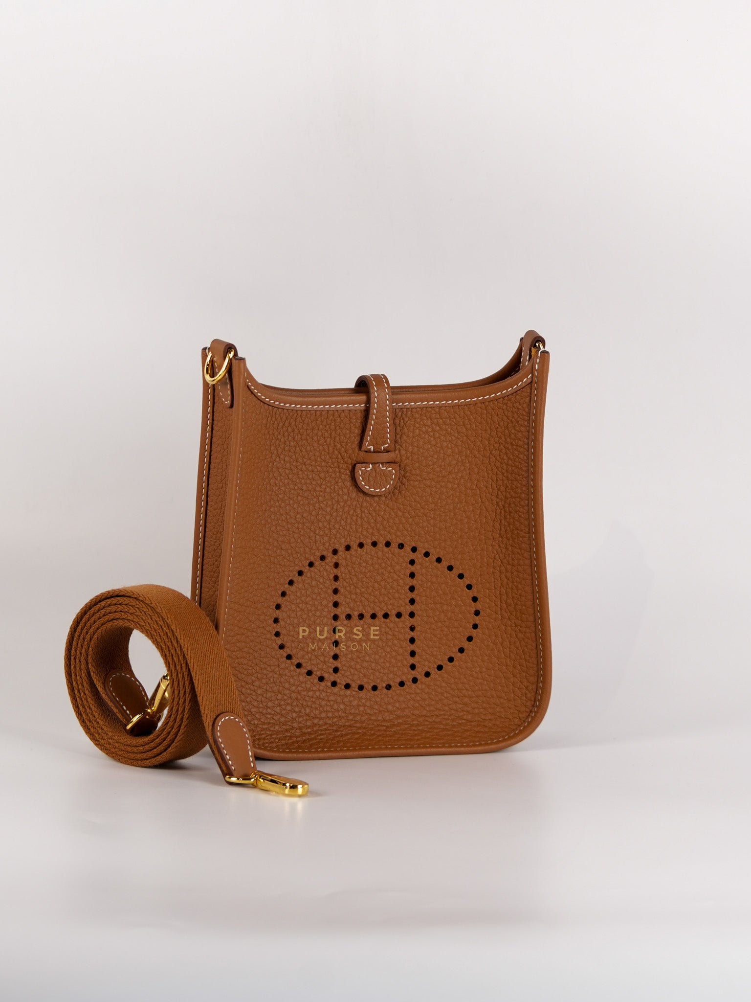 Evelyne TPM Gold Taurillon Clemence Leather Gold Hardware Stamp K (2025) | Purse Maison Luxury Bags Shop