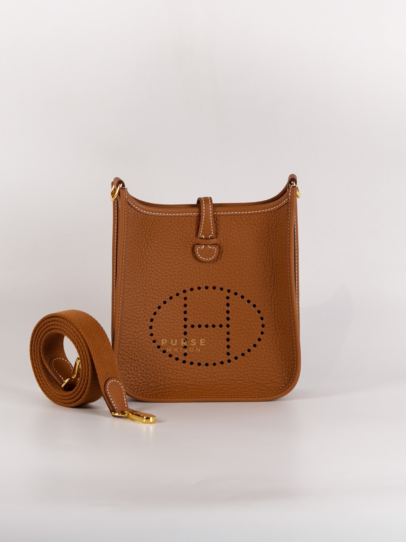 Evelyne TPM Gold Taurillon Clemence Leather Gold Hardware Stamp K (2025) | Purse Maison Luxury Bags Shop