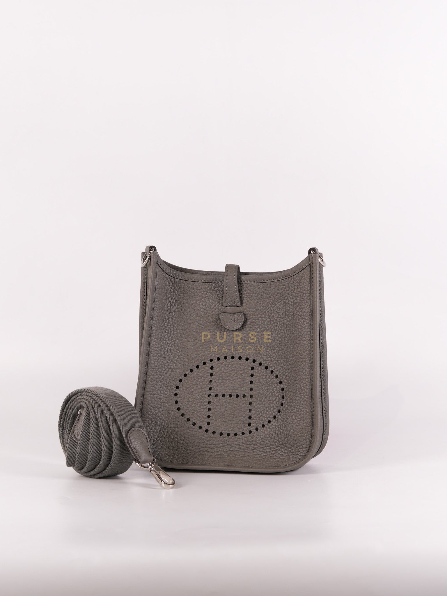 Evelyne TPM Gris Meyer Clemence Leather Palladium Hardware Stamp K(2025) | Purse Maison Luxury Bags Shop