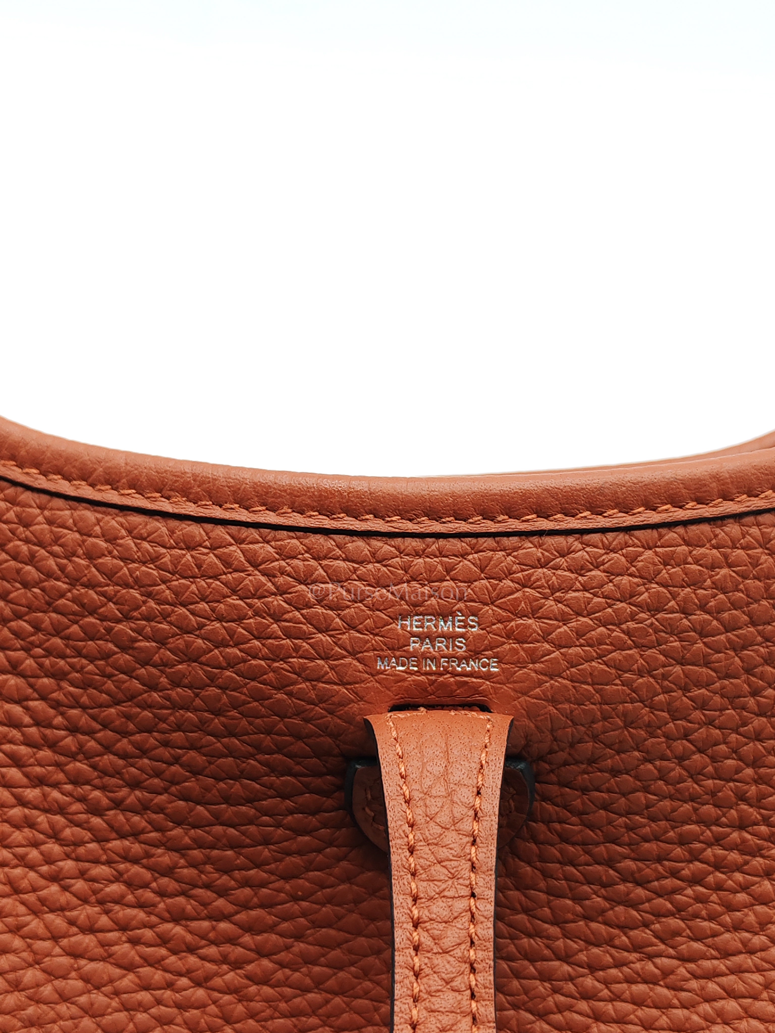 Evelyne TPM in Cuivre Clemence Leather & Palladium Hardware Stamp B (2023) | Purse Maison Luxury Bags Shop