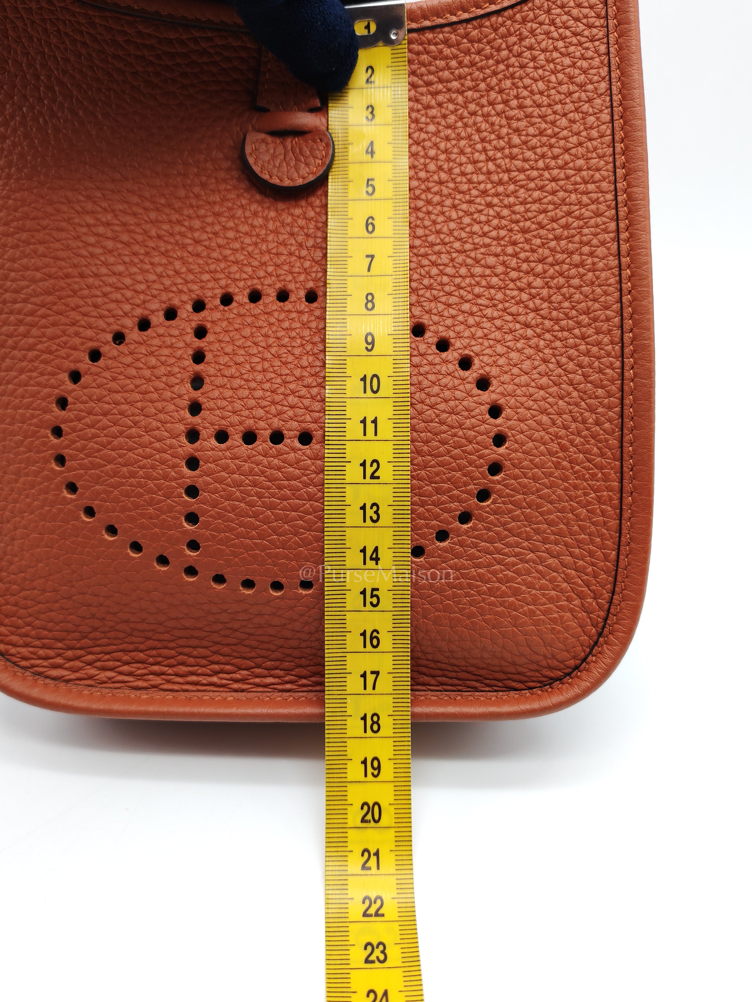 Evelyne TPM in Cuivre Clemence Leather & Palladium Hardware Stamp B (2023) | Purse Maison Luxury Bags Shop