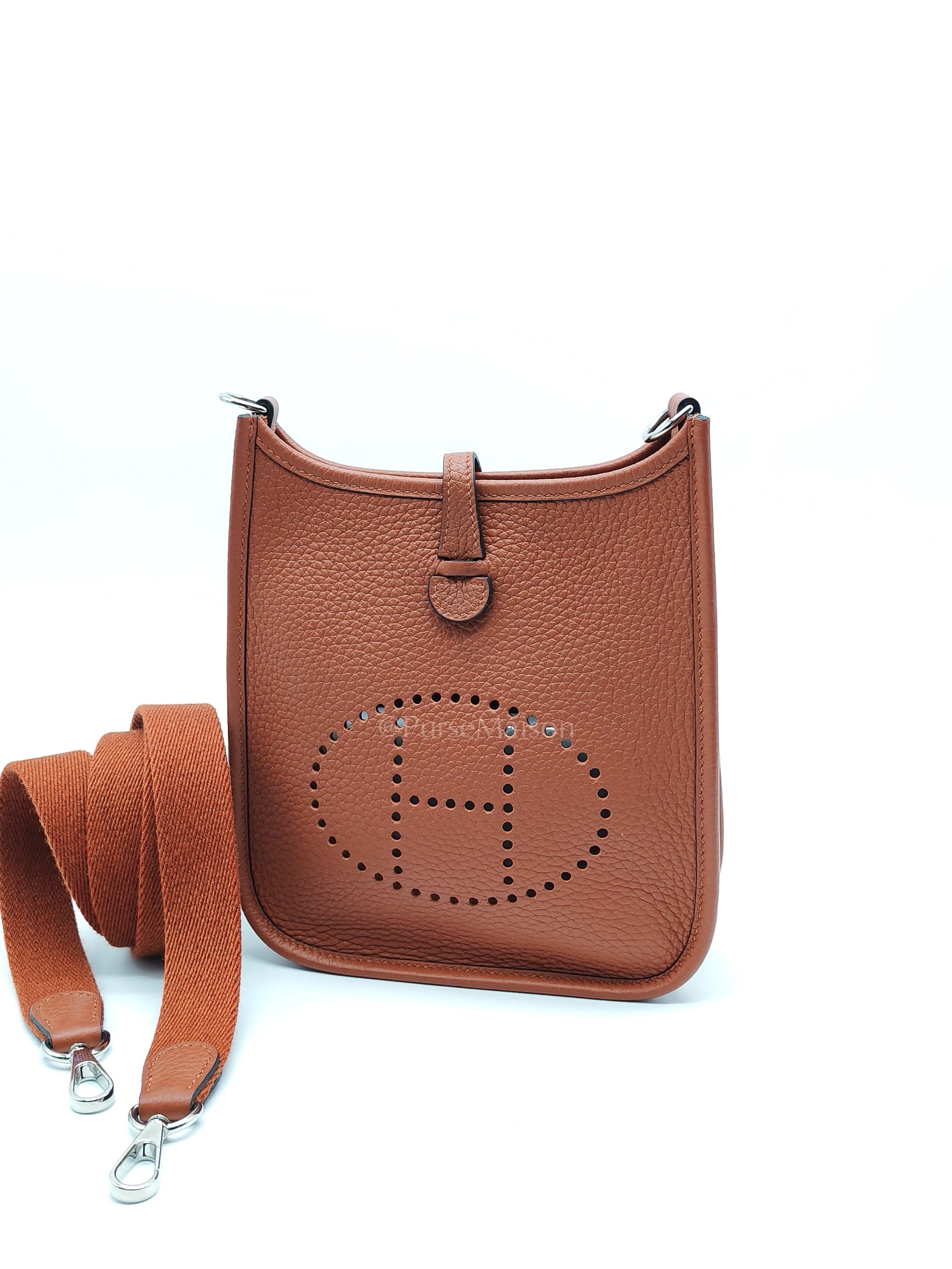 Evelyne TPM in Cuivre Clemence Leather & Palladium Hardware Stamp B (2023) | Purse Maison Luxury Bags Shop