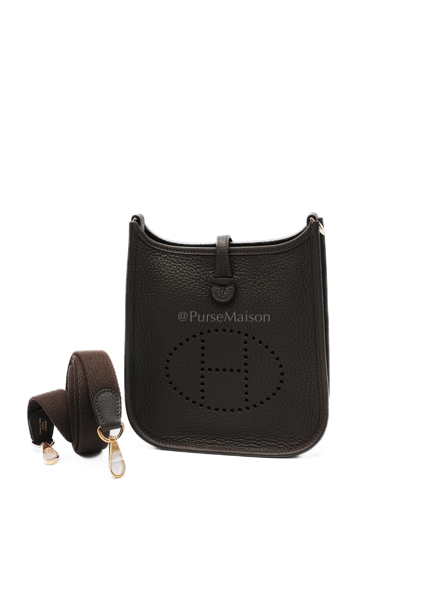 Evelyne TPM in Ebene Clemence Leather and Gold Hardware Stamp K(2025) | Purse Maison Luxury Bags Shop