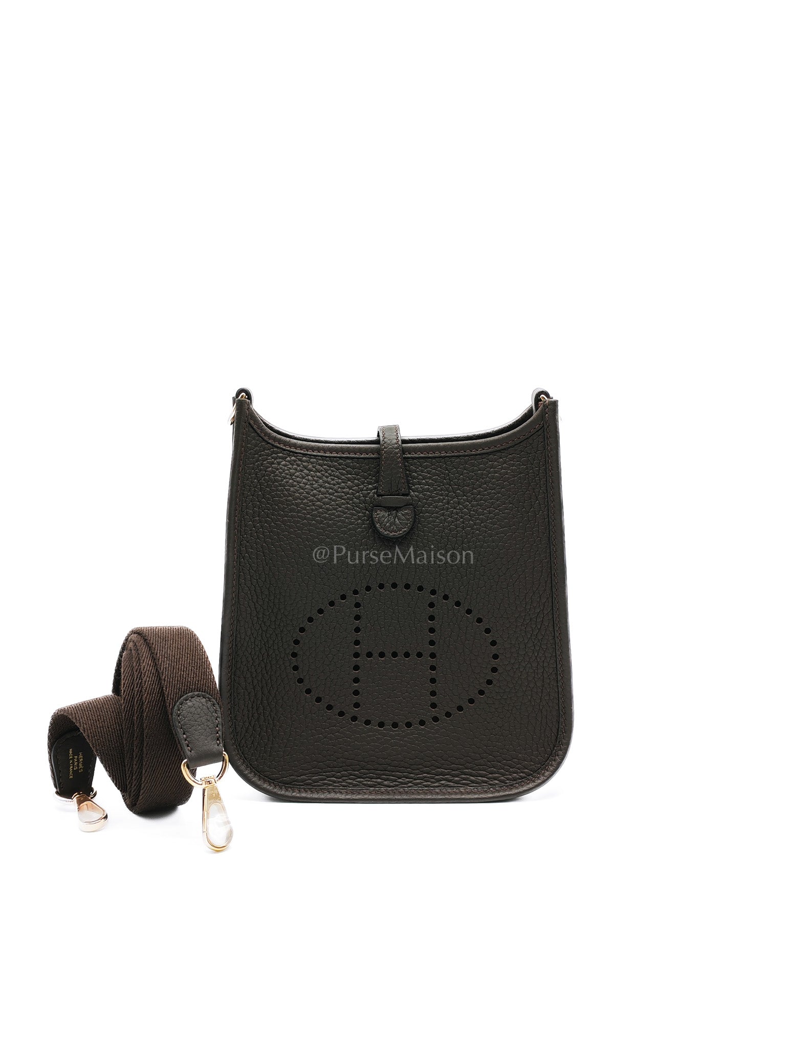 Evelyne TPM in Ebene Clemence Leather and Gold Hardware Stamp K(2025) | Purse Maison Luxury Bags Shop