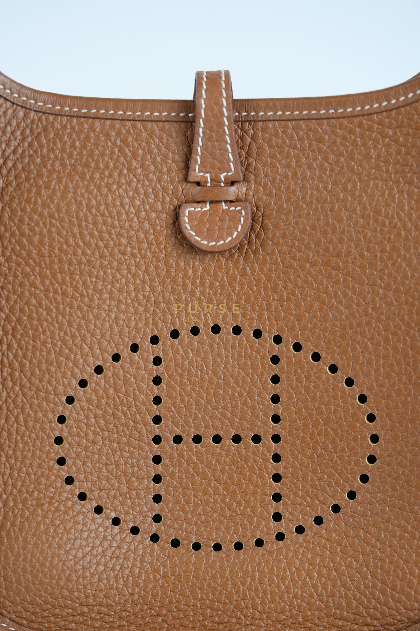 Evelyne TPM in Gold Clemence Leather and Gold Hardware Stamp Stamp B (2023) | Purse Maison Luxury Bags Shop
