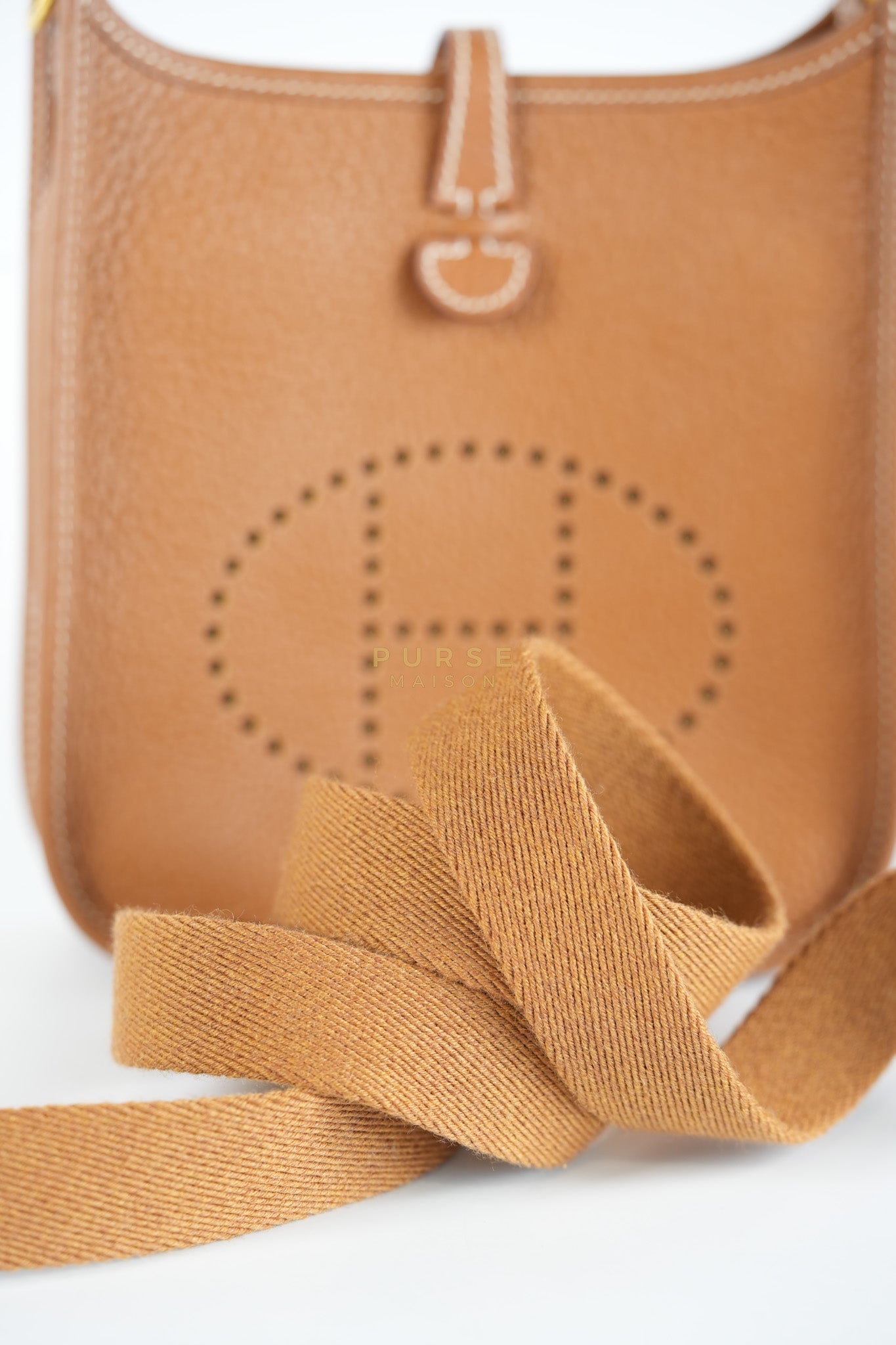 Evelyne TPM in Gold Clemence Leather and Gold Hardware Stamp Stamp B (2023) | Purse Maison Luxury Bags Shop