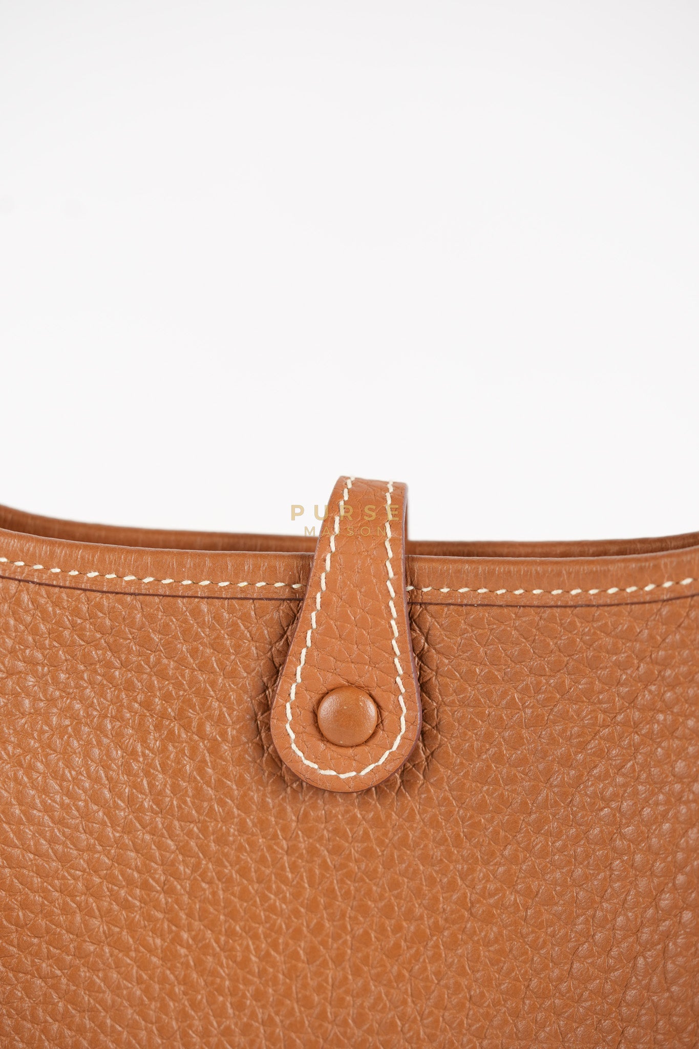 Evelyne TPM in Gold Clemence Leather and Gold Hardware Stamp Stamp B (2023) | Purse Maison Luxury Bags Shop