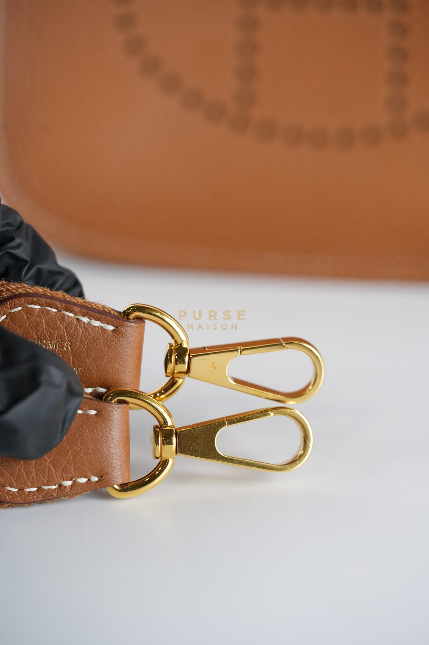 Evelyne TPM in Gold Clemence Leather and Gold Hardware Stamp Stamp B (2023) | Purse Maison Luxury Bags Shop