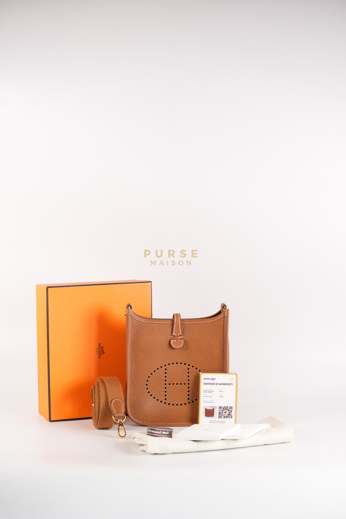 Evelyne TPM in Gold Clemence Leather and Gold Hardware Stamp Stamp B (2023) | Purse Maison Luxury Bags Shop