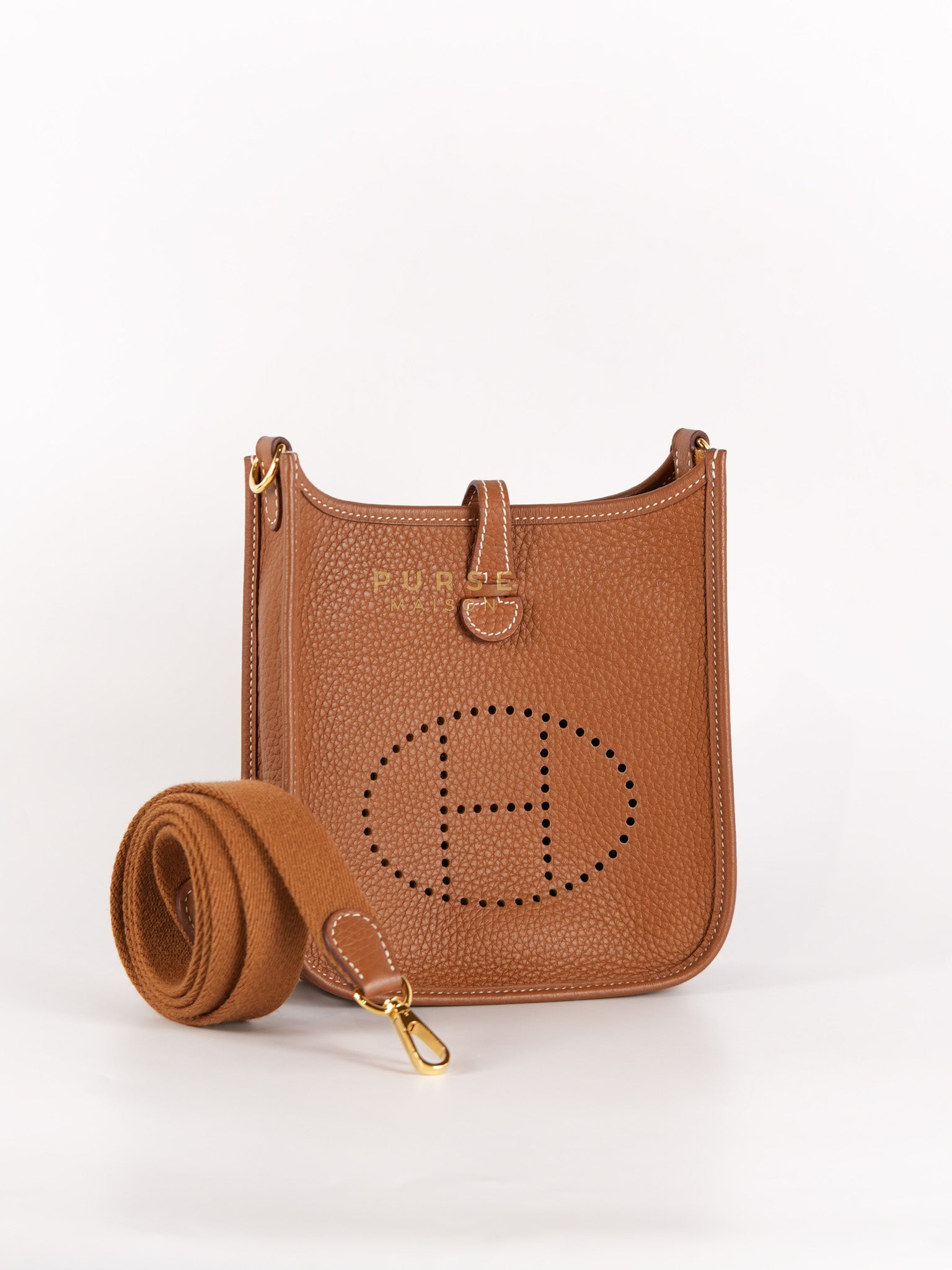 Evelyne TPM in Gold Clemence Leather and Gold Hardware Stamp Stamp B (2023) | Purse Maison Luxury Bags Shop