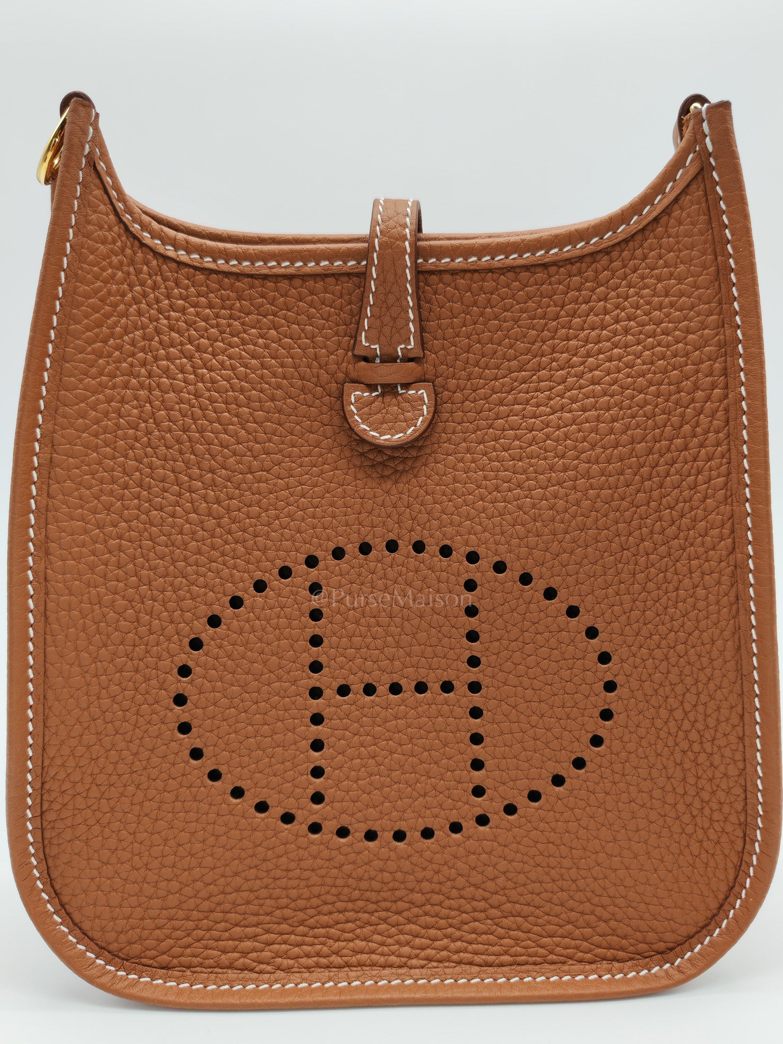 Evelyne TPM In Gold Clemence Leather & Gold Hardware Stamp G (2026) | Purse Maison Luxury Bags Shop