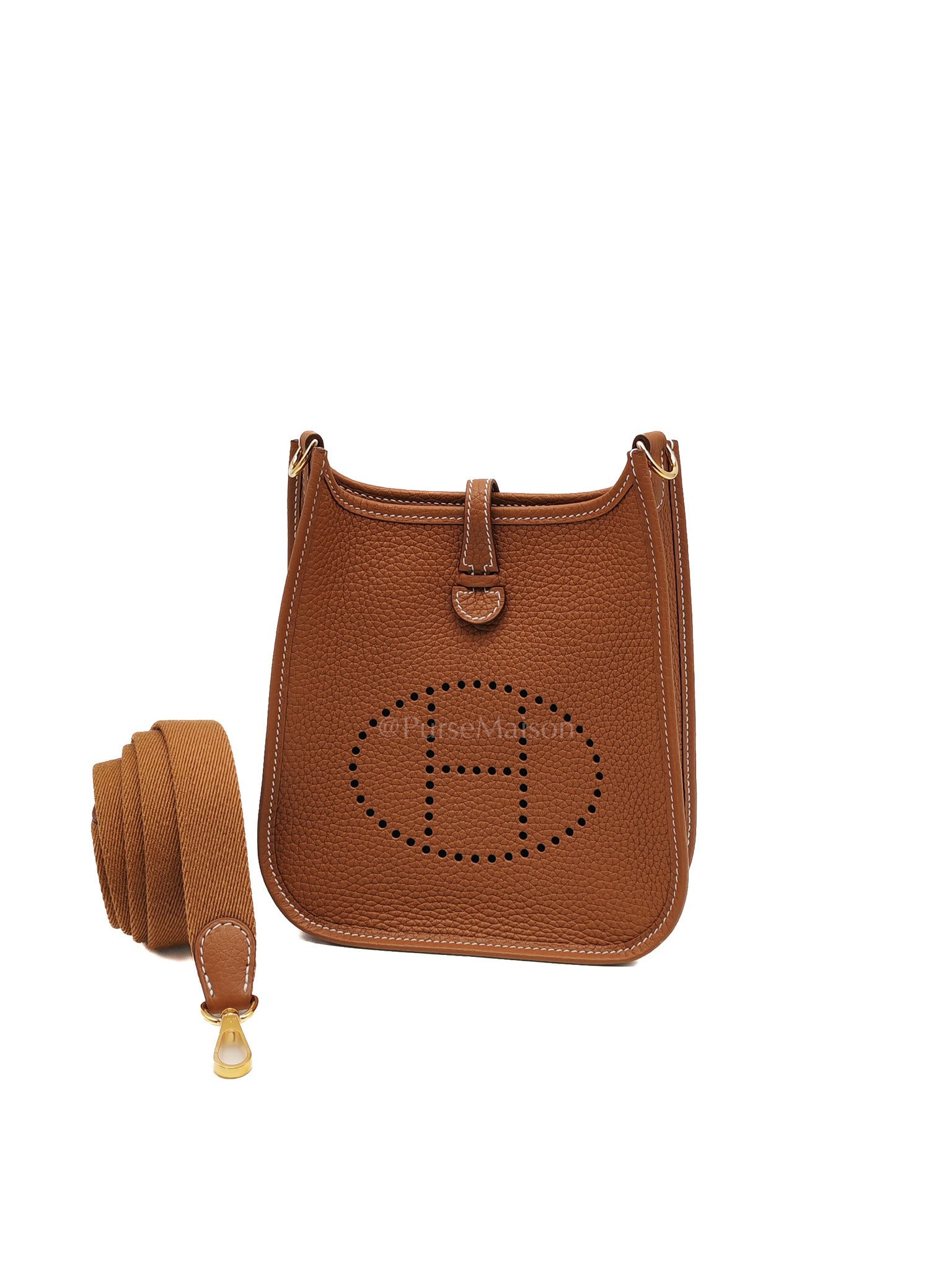 Evelyne TPM In Gold Clemence Leather & Gold Hardware Stamp G (2026) | Purse Maison Luxury Bags Shop