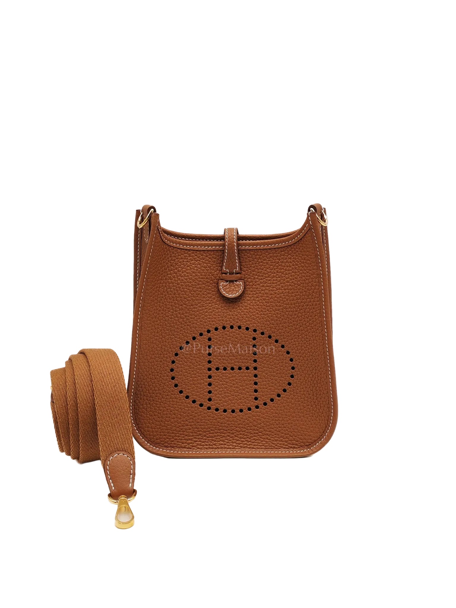 Evelyne TPM In Gold Clemence Leather & Gold Hardware Stamp G (2026) | Purse Maison Luxury Bags Shop