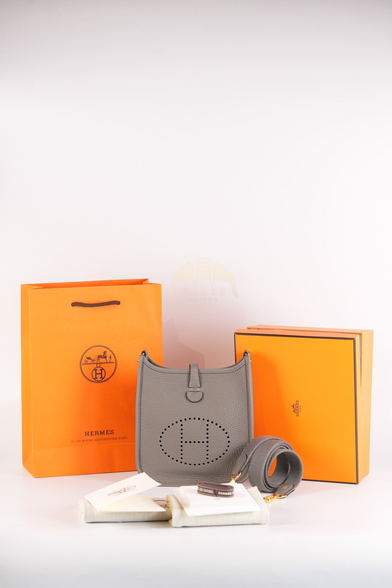 Evelyne TPM in Gris Meyer Clemence Bull Calfskin Gold Hardware Stamp K(2025) | Purse Maison Luxury Bags Shop