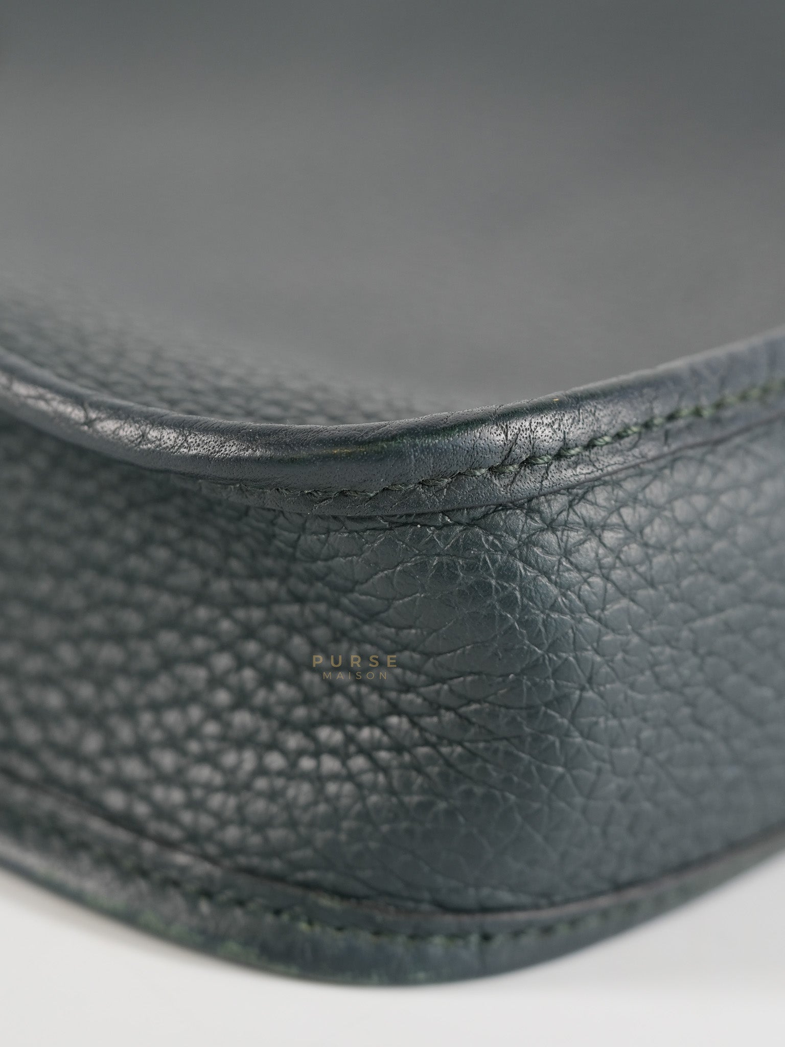 Evelyne TPM in Dark Green Clemence Leather Gold Hardware Stamp Z (2021) | Purse Maison Luxury Bags Shop