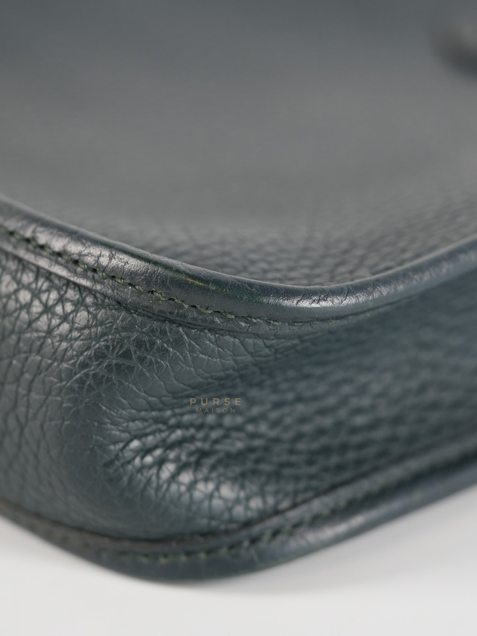 Evelyne TPM in Dark Green Clemence Leather Gold Hardware Stamp Z (2021) | Purse Maison Luxury Bags Shop
