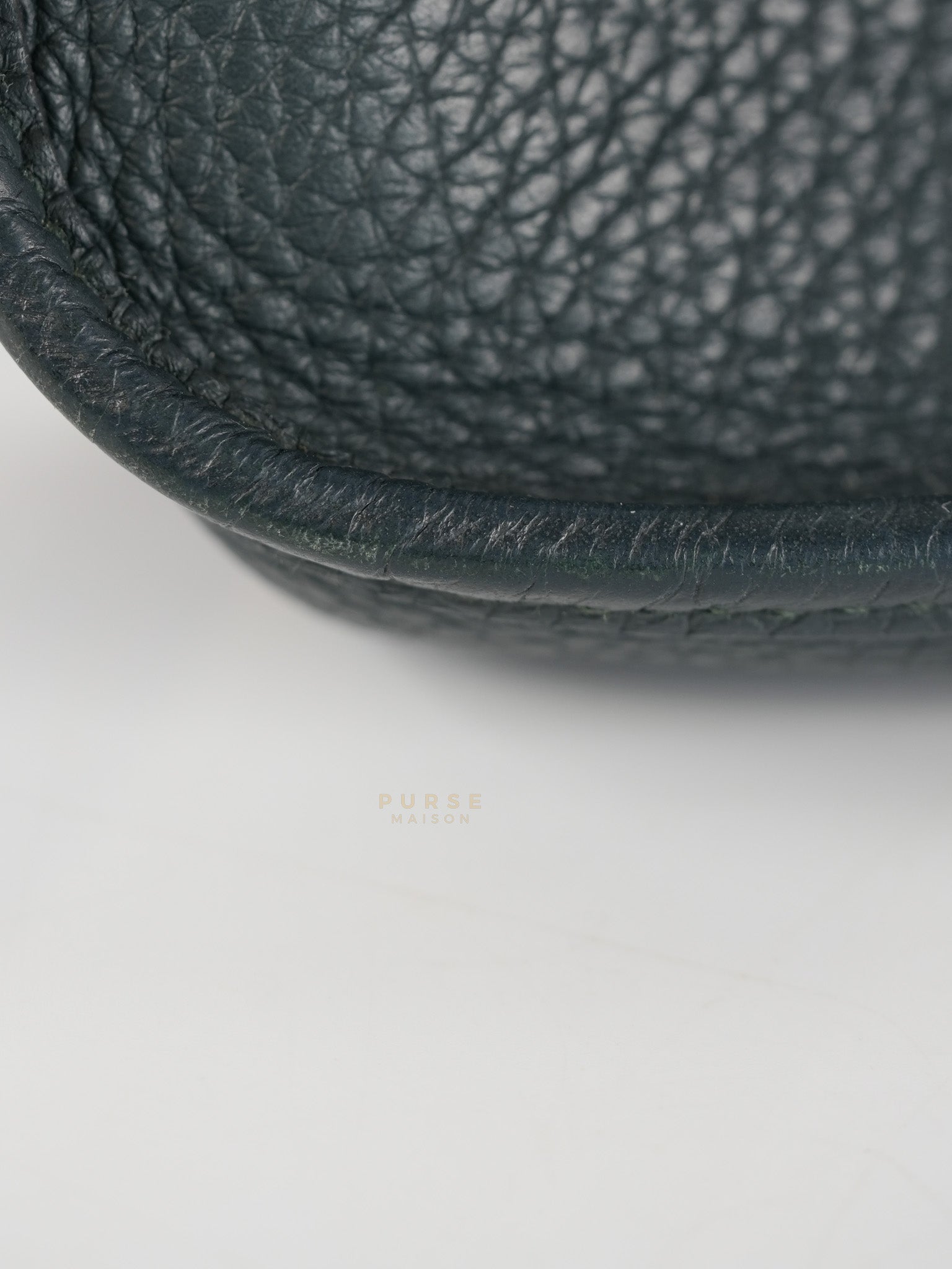 Evelyne TPM in Dark Green Clemence Leather Gold Hardware Stamp Z (2021) | Purse Maison Luxury Bags Shop