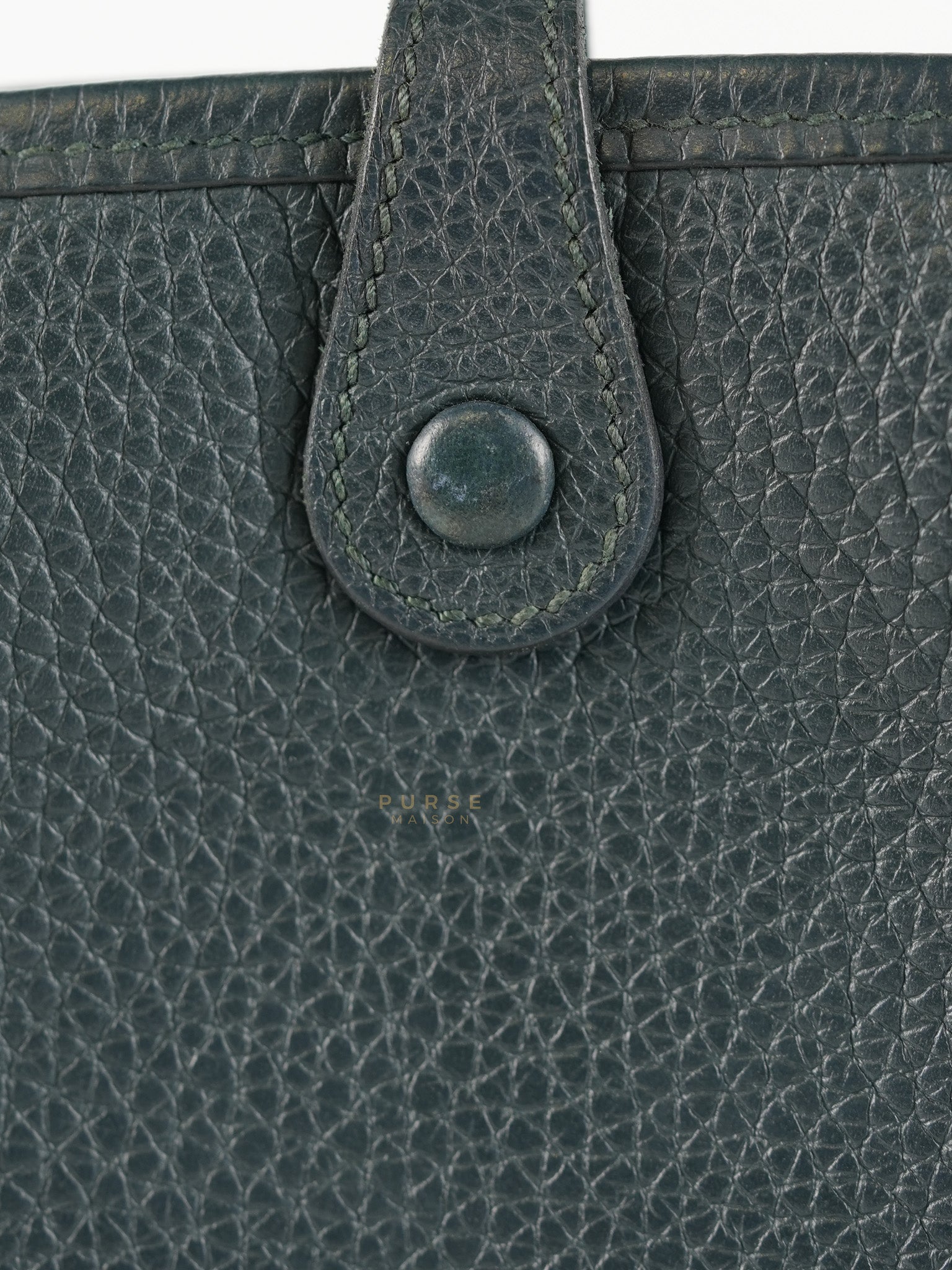 Evelyne TPM in Dark Green Clemence Leather Gold Hardware Stamp Z (2021) | Purse Maison Luxury Bags Shop