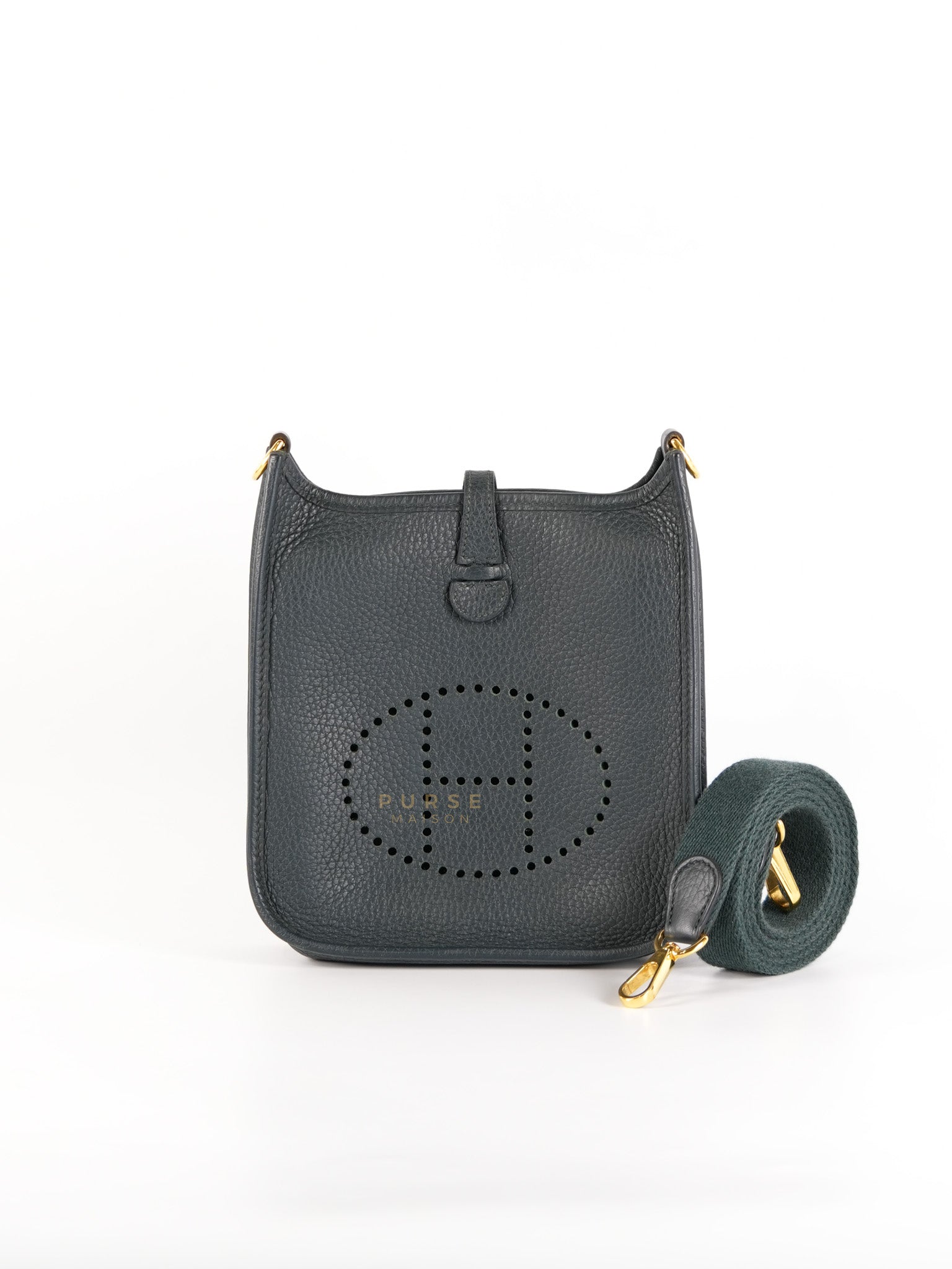 Evelyne TPM in Dark Green Clemence Leather Gold Hardware Stamp Z (2021) | Purse Maison Luxury Bags Shop