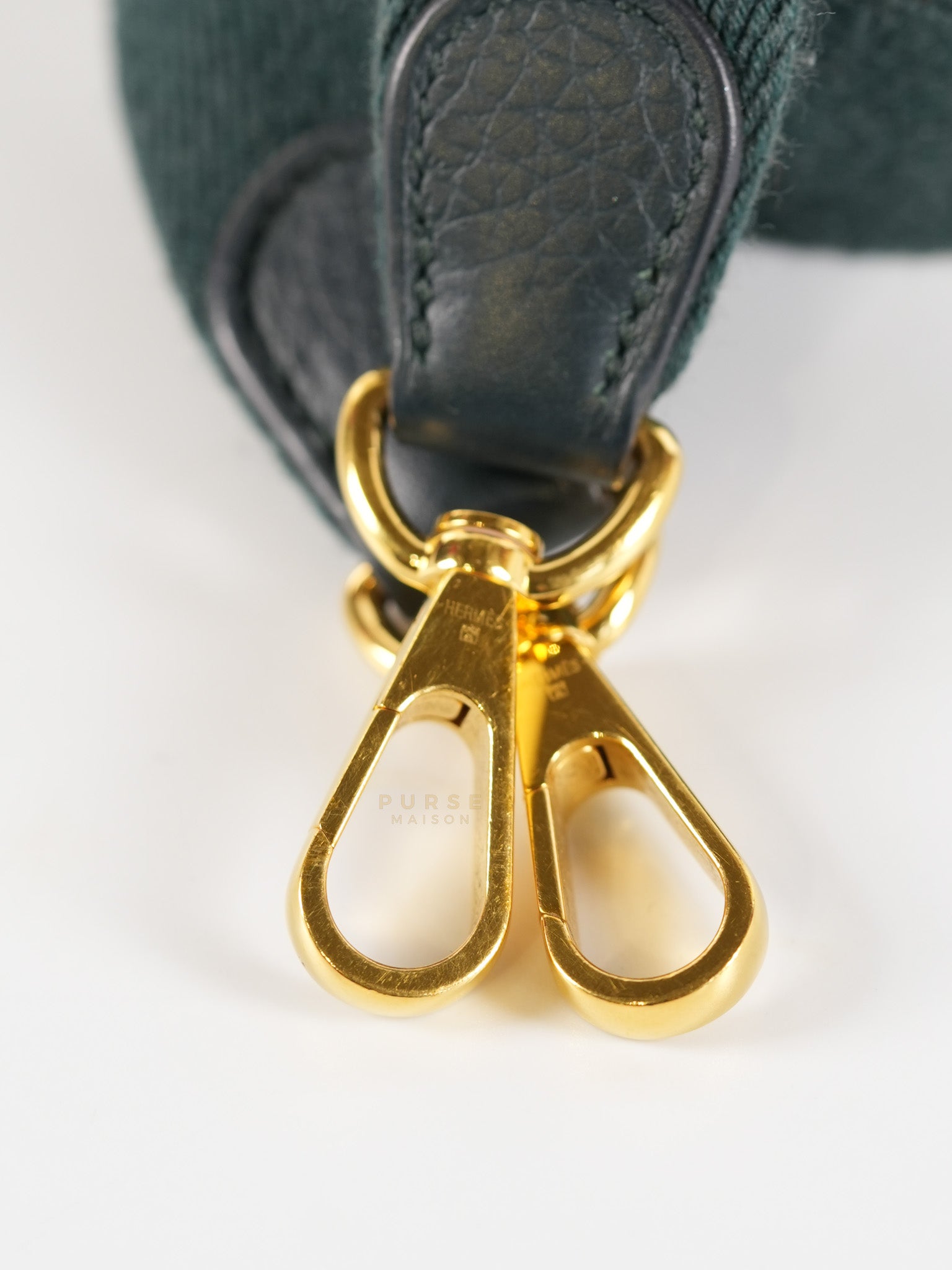 Evelyne TPM in Dark Green Clemence Leather Gold Hardware Stamp Z (2021) | Purse Maison Luxury Bags Shop