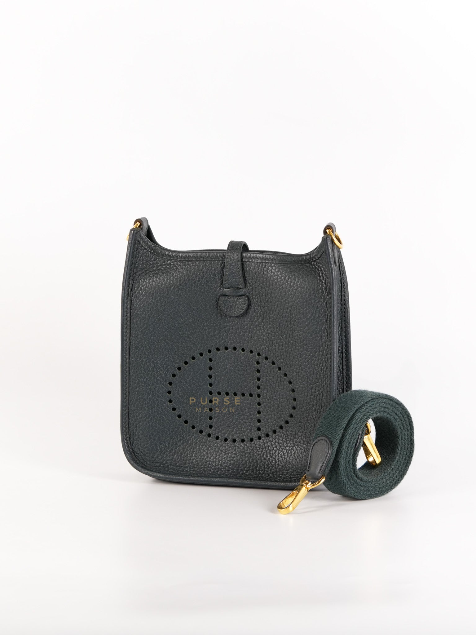 Evelyne TPM in Dark Green Clemence Leather Gold Hardware Stamp Z (2021) | Purse Maison Luxury Bags Shop