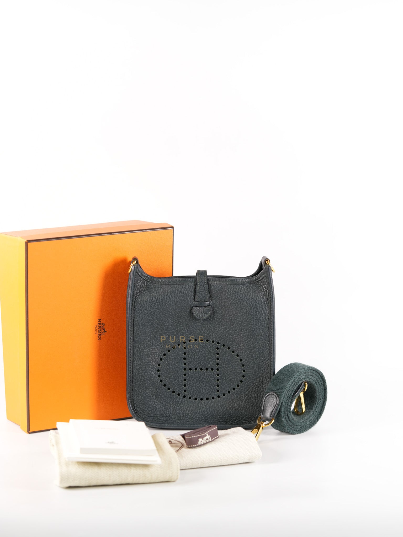 Evelyne TPM in Dark Green Clemence Leather Gold Hardware Stamp Z (2021) | Purse Maison Luxury Bags Shop