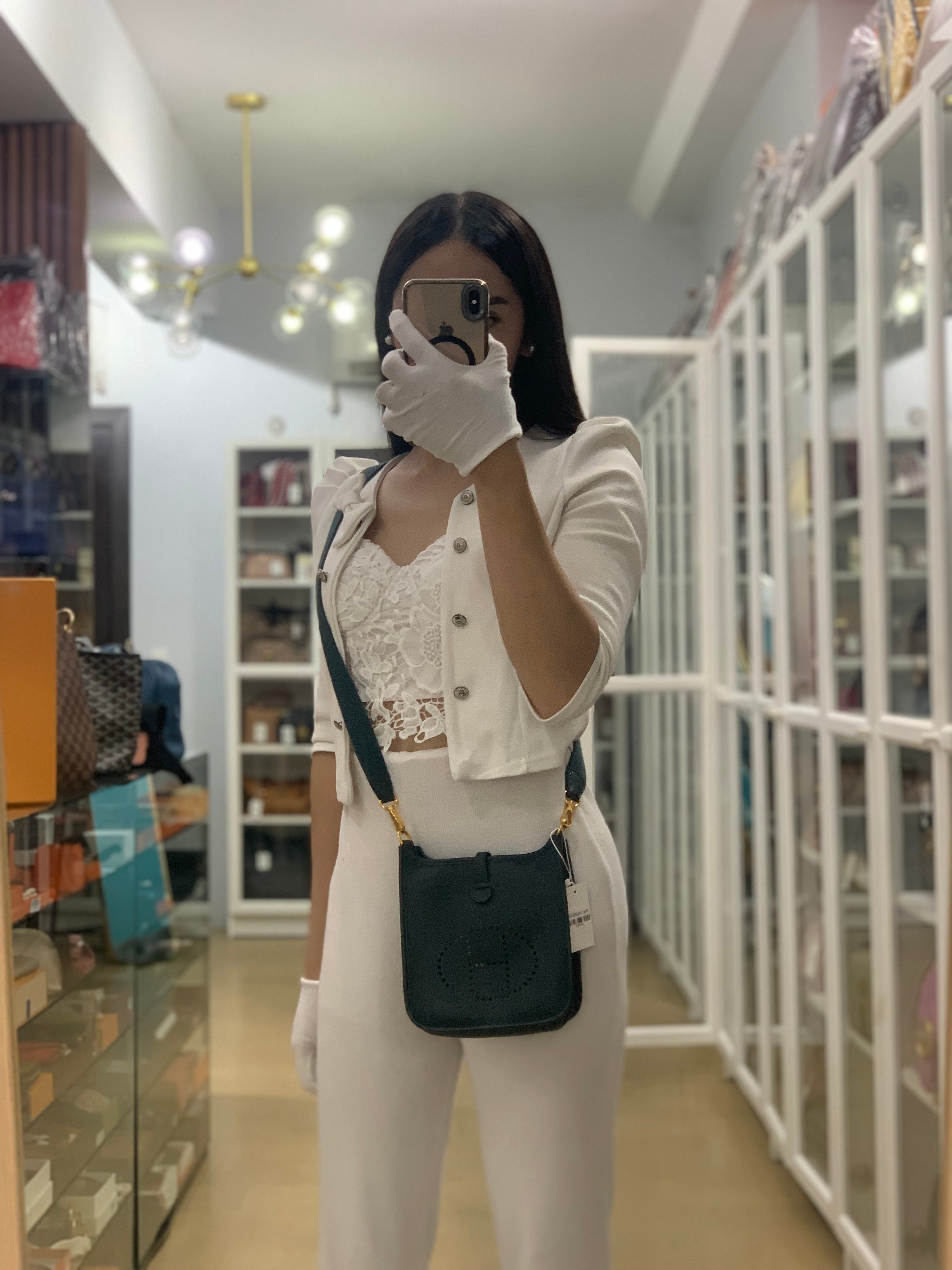 Evelyne TPM in Vert Cypress Clemence Leather Gold Hardware Stamp Z (2021) | Purse Maison Luxury Bags Shop