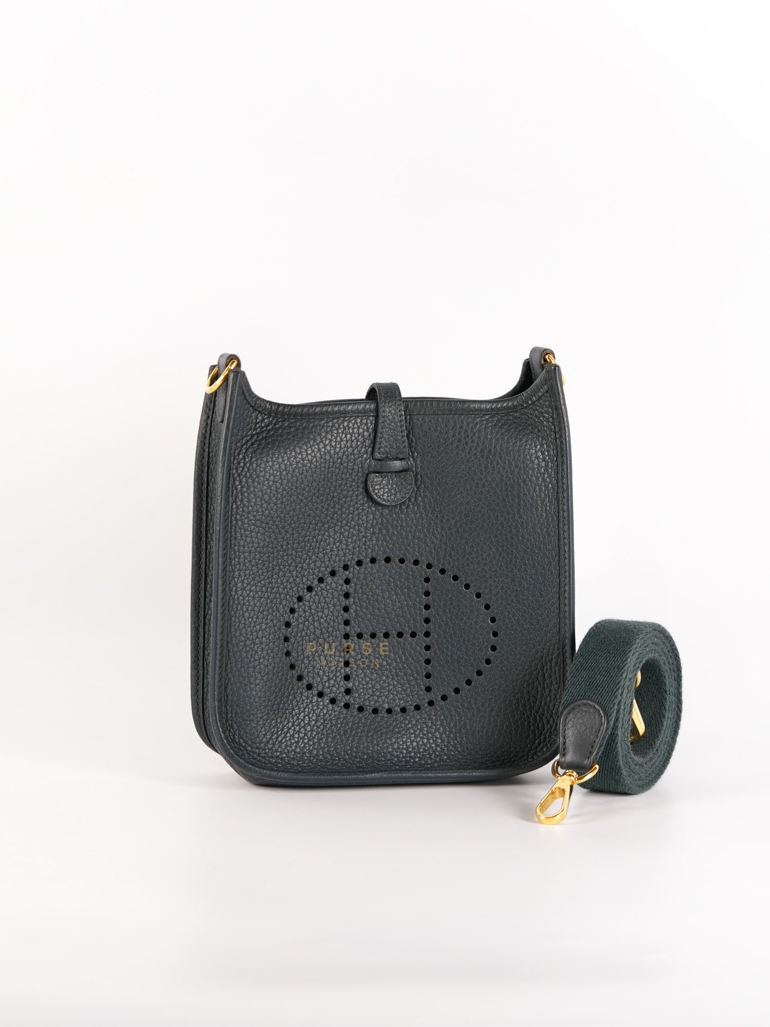 Evelyne TPM in Dark Green Clemence Leather Gold Hardware Stamp Z (2021) | Purse Maison Luxury Bags Shop