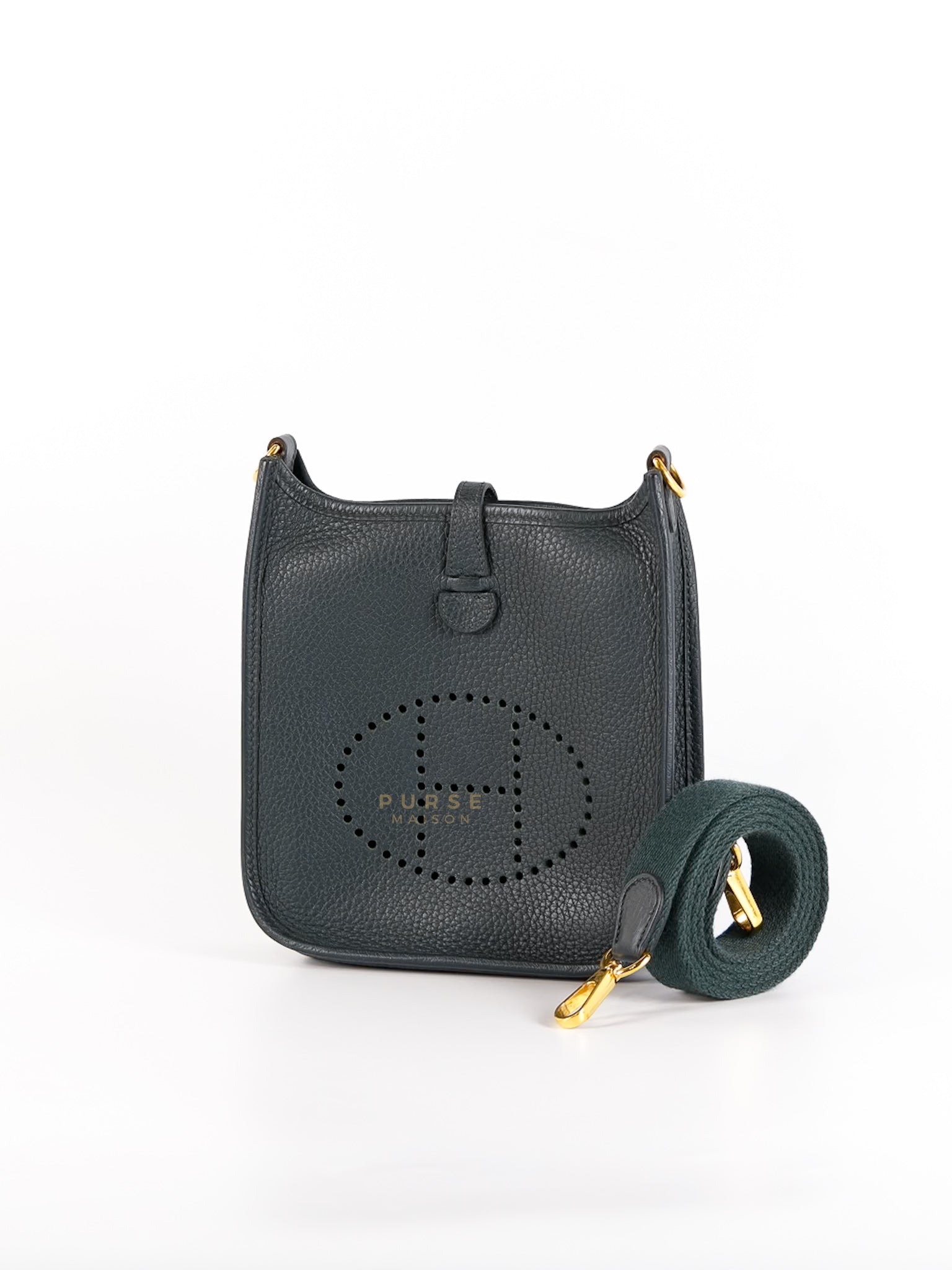 Evelyne TPM in Dark Green Clemence Leather Gold Hardware Stamp Z (2021) | Purse Maison Luxury Bags Shop
