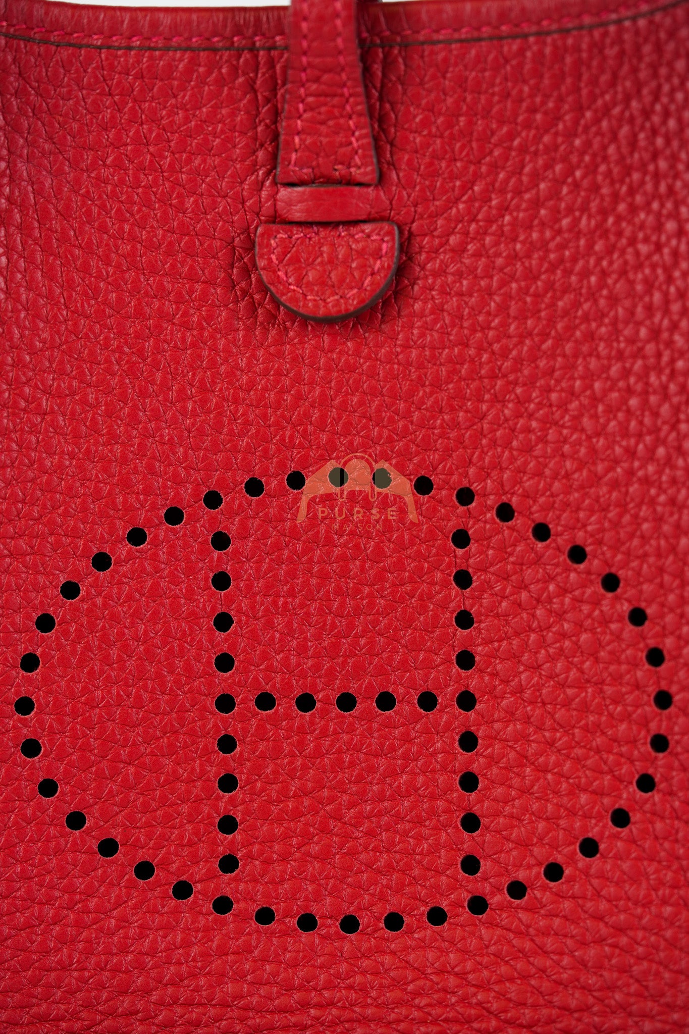 Evelyne TPM Red in Clemence Leather and Gold Hardware Stamp C (2018) | Purse Maison Luxury Bags Shop