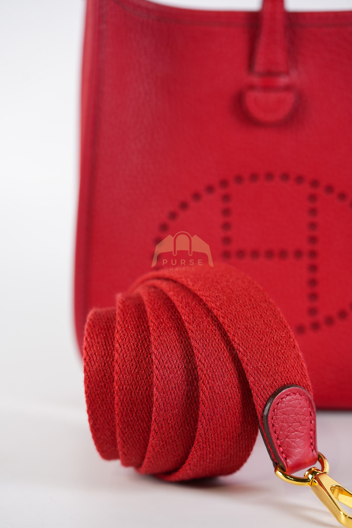 Evelyne TPM Red in Clemence Leather and Gold Hardware Stamp C (2018) | Purse Maison Luxury Bags Shop