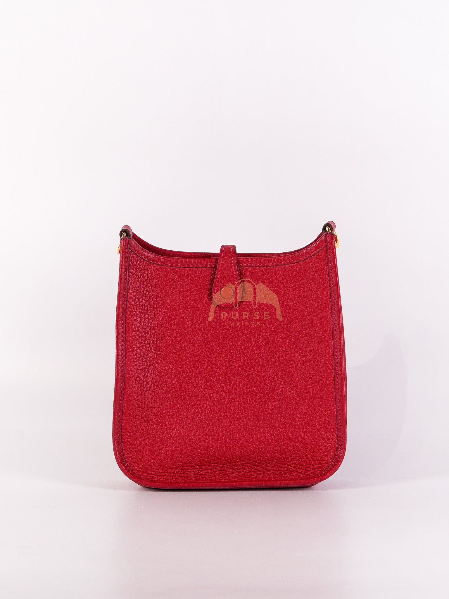 Evelyne TPM Red in Clemence Leather and Gold Hardware Stamp C (2018) | Purse Maison Luxury Bags Shop