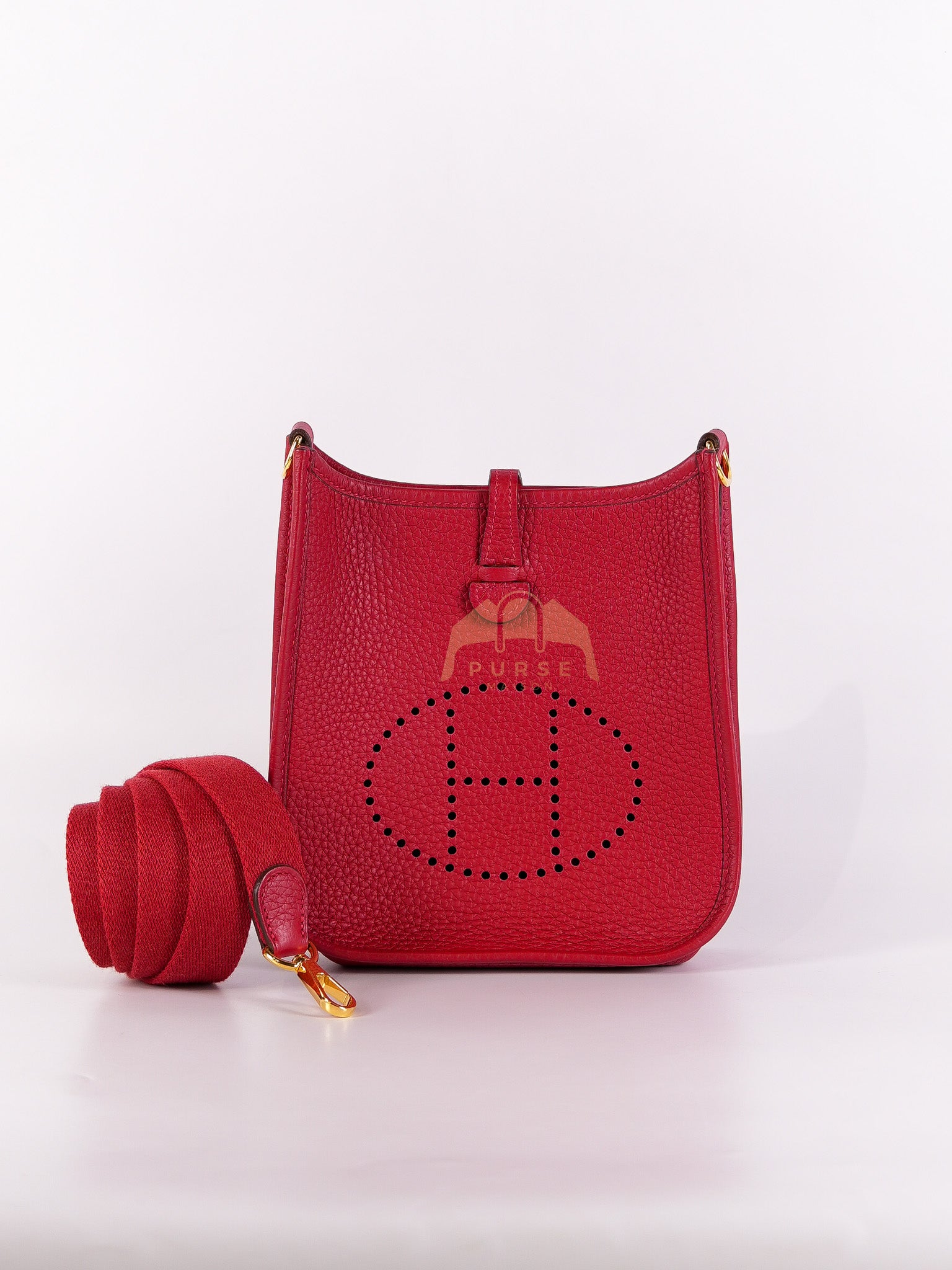 Evelyne TPM Red in Clemence Leather and Gold Hardware Stamp C (2018) | Purse Maison Luxury Bags Shop