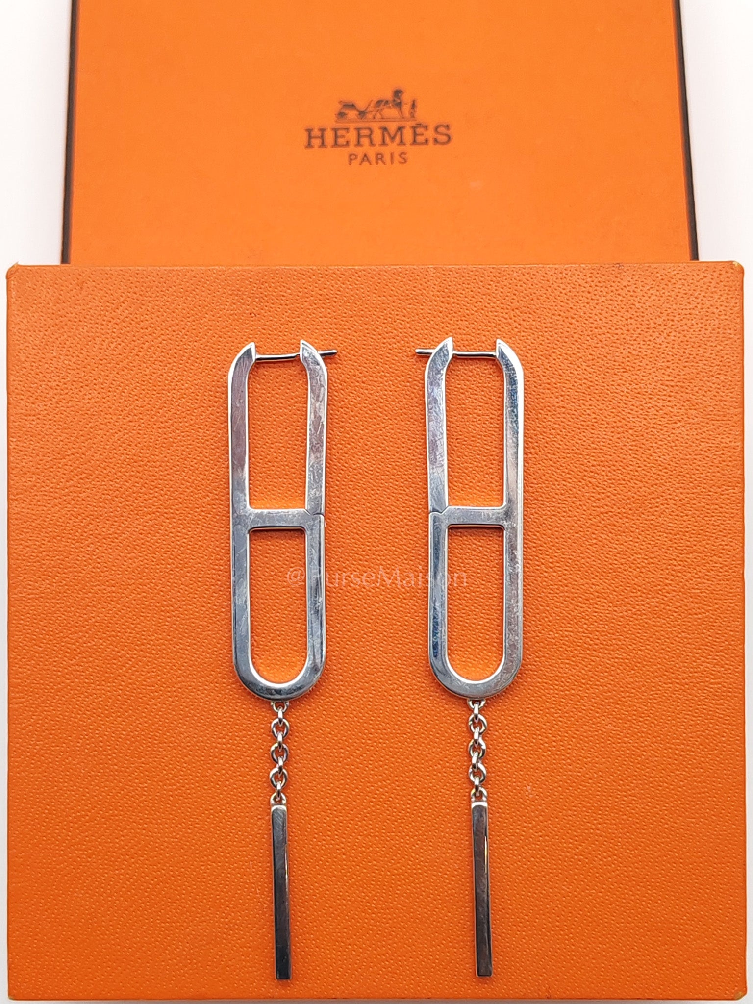 Ever Chaine D 'Ancre H Drop Silver Earings | Purse Maison Luxury Bags Shop