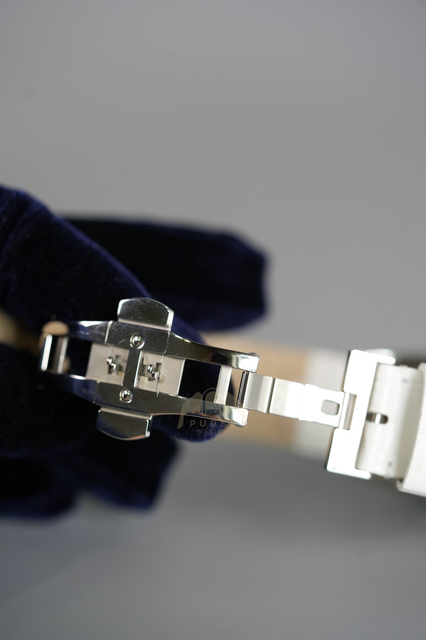 Evolution Mini Watch in Mother Pearl Dial & Diamond Steel Case on White Leather Strap | Purse Maison Luxury Bags Shop