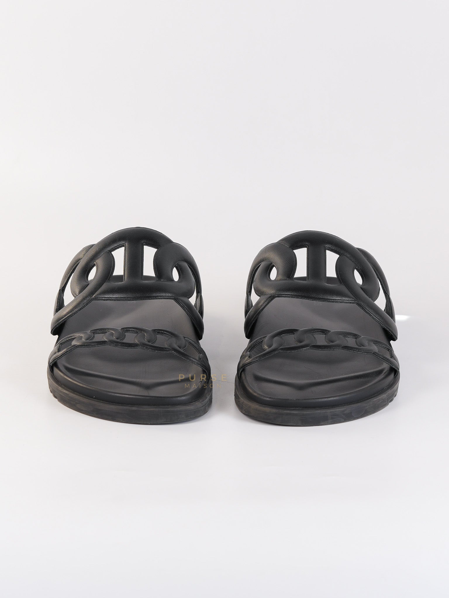 Extra Noir Nappa Leather Sandals Size 40 EU (25.5cm) | Purse Maison Luxury Bags Shop