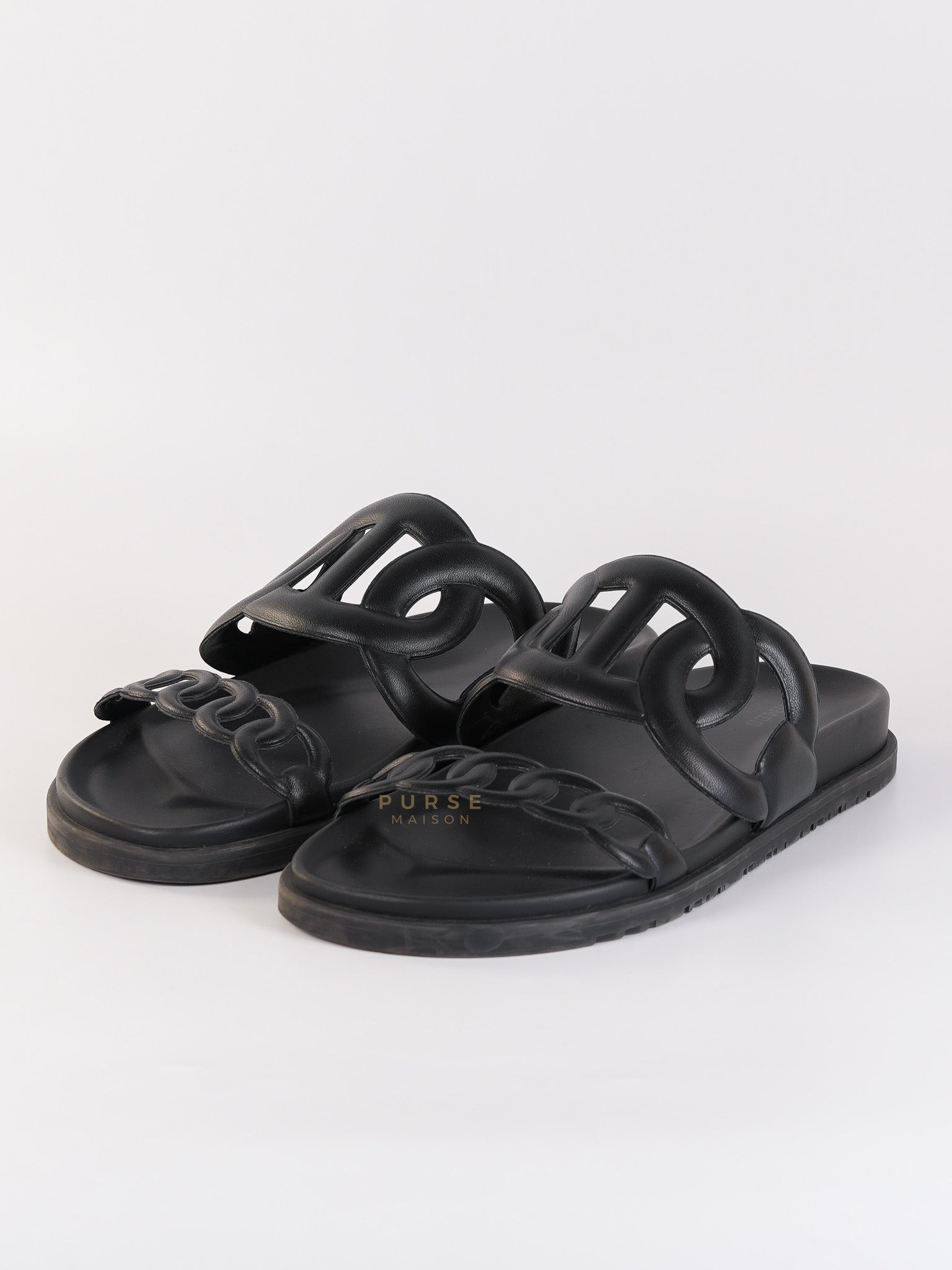 Extra Noir Nappa Leather Sandals Size 40 EU (25.5cm) | Purse Maison Luxury Bags Shop
