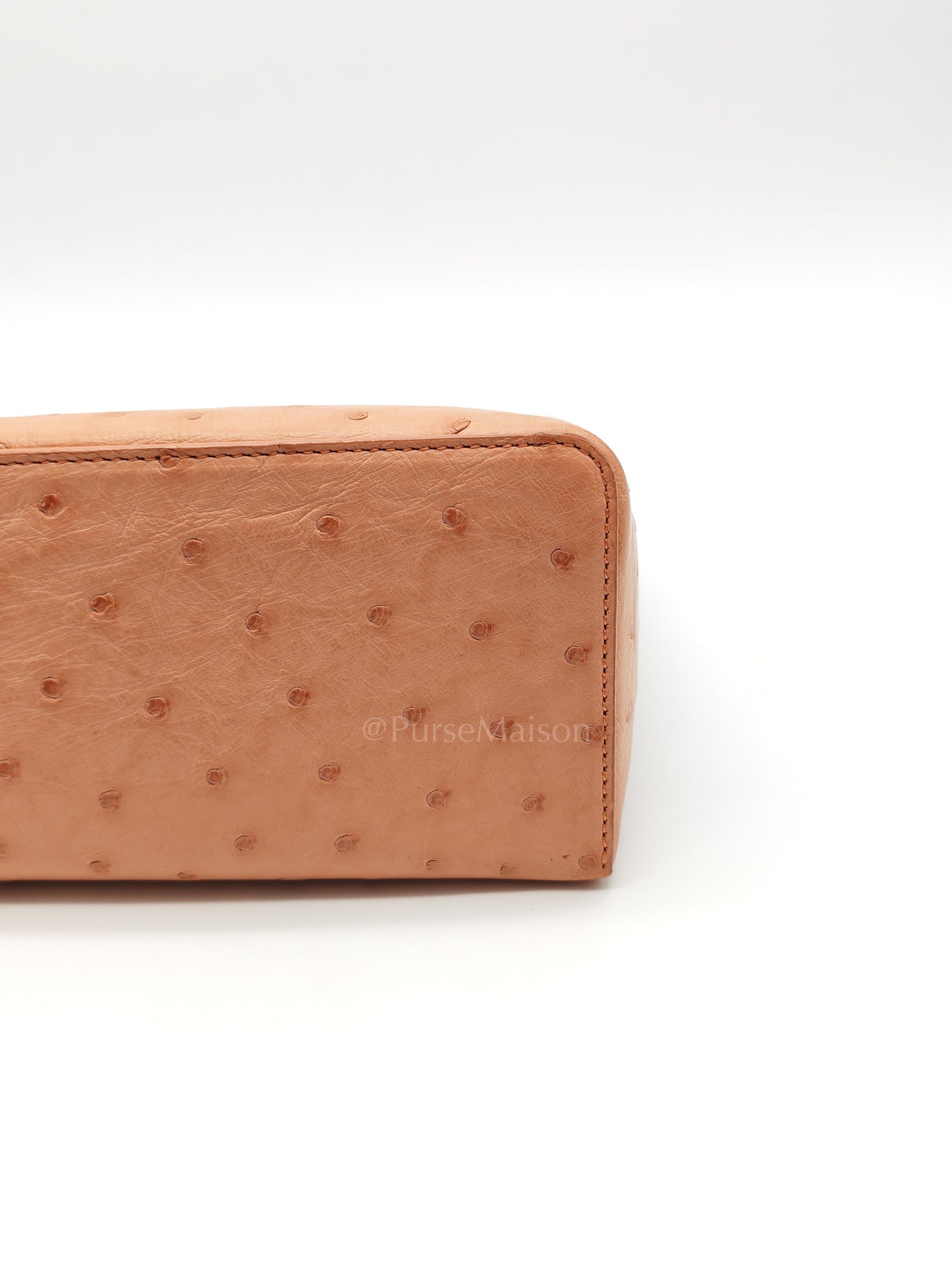 Extra Pocket L27 Pouch in Coral Pink Ostrich Leather & Gold Hardware | Purse Maison Luxury Bags Shop