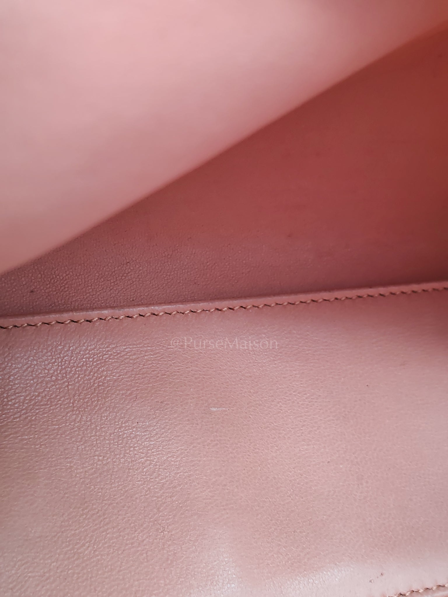 Extra Pocket L27 Pouch in Coral Pink Ostrich Leather & Gold Hardware | Purse Maison Luxury Bags Shop