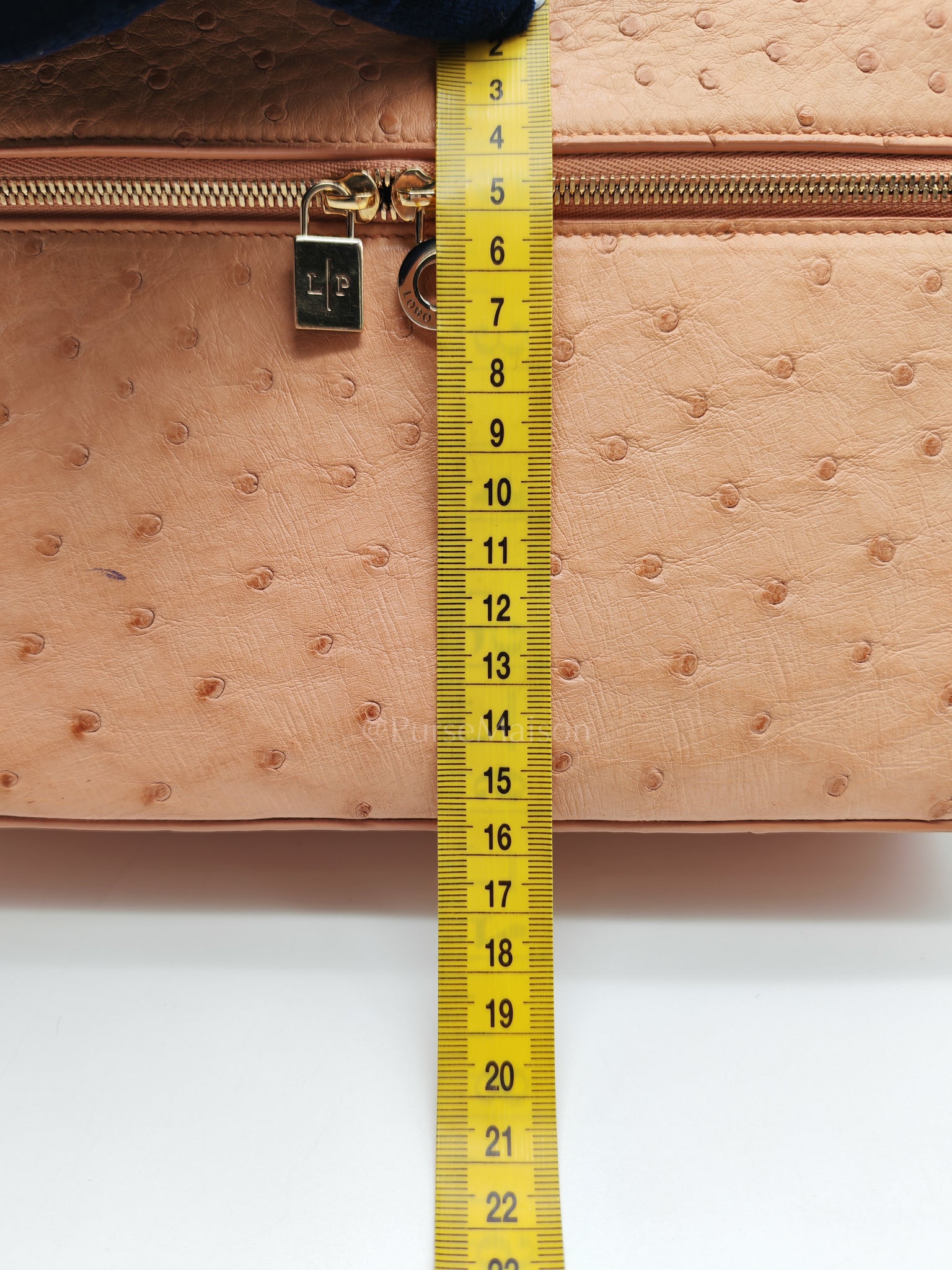 Extra Pocket L27 Pouch in Coral Pink Ostrich Leather & Gold Hardware | Purse Maison Luxury Bags Shop